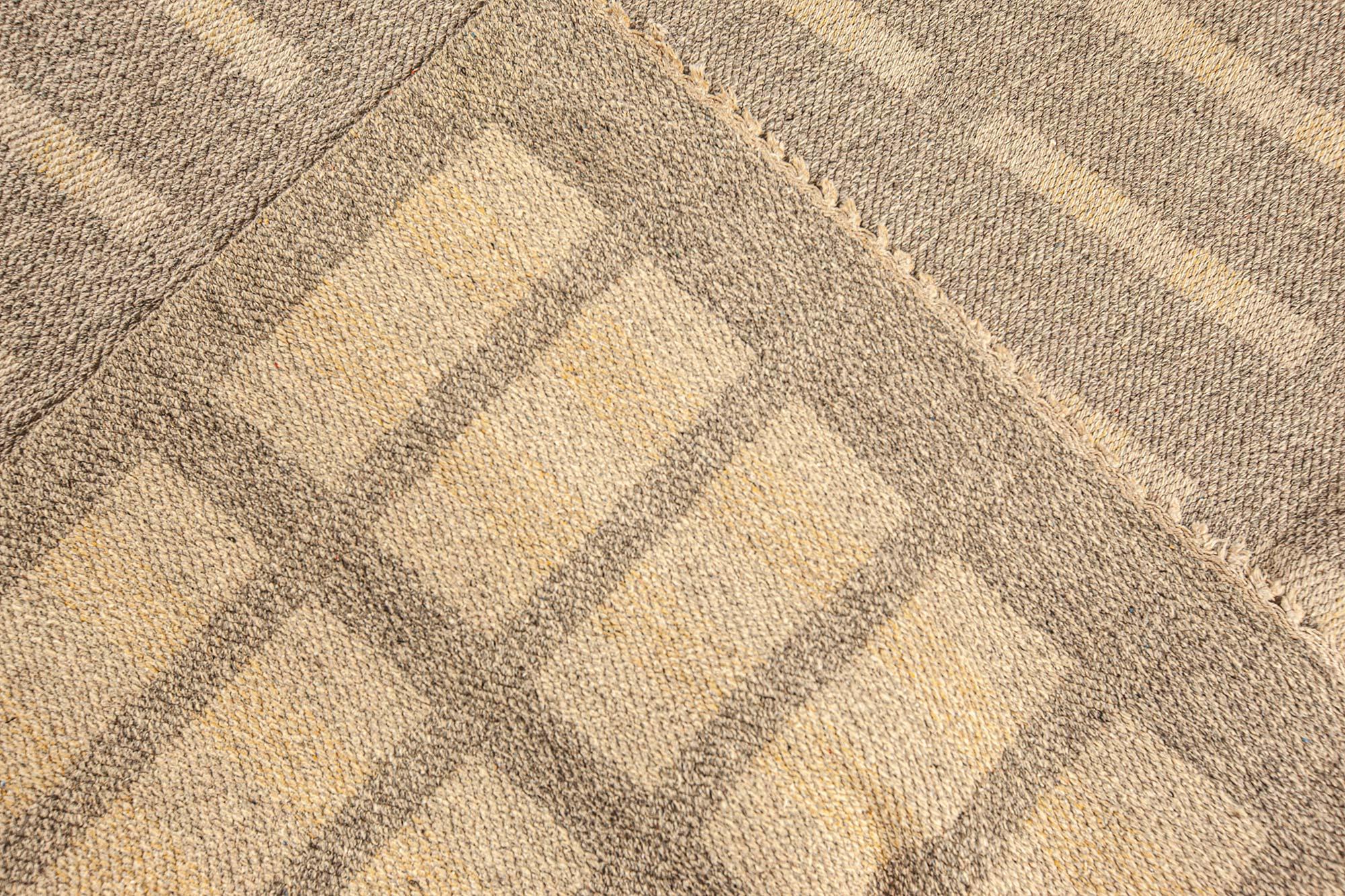 Wool Swedish Double Sided Flat Weave Area Rug For Sale