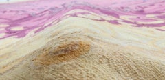 Doris Leslie Blau Collection Tibetan Cream, Gold and Purple Handmade Silk Rug