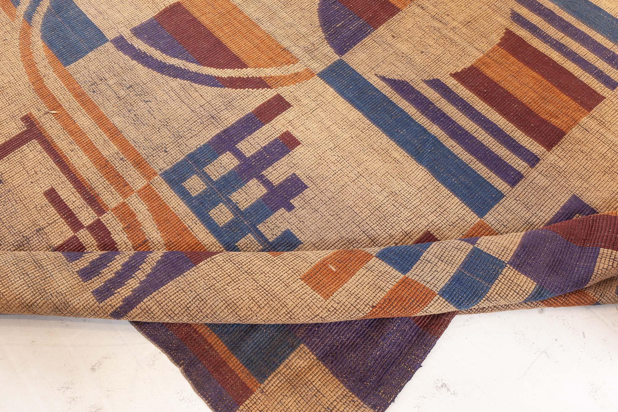 Vintage Art Deco Flat Weave Rug In Good Condition For Sale In New York, NY