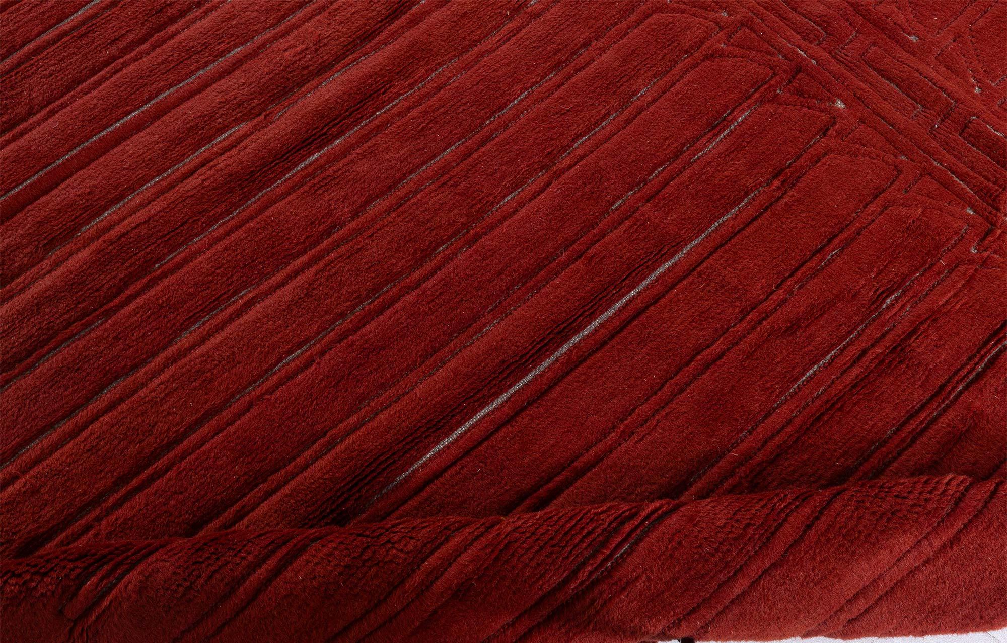 Français Rug Art of Vintage Art of Vintage Art of Vintage Art of Vintage Art of Vintage Art of Deco Red Handwoven Wool Rug en vente