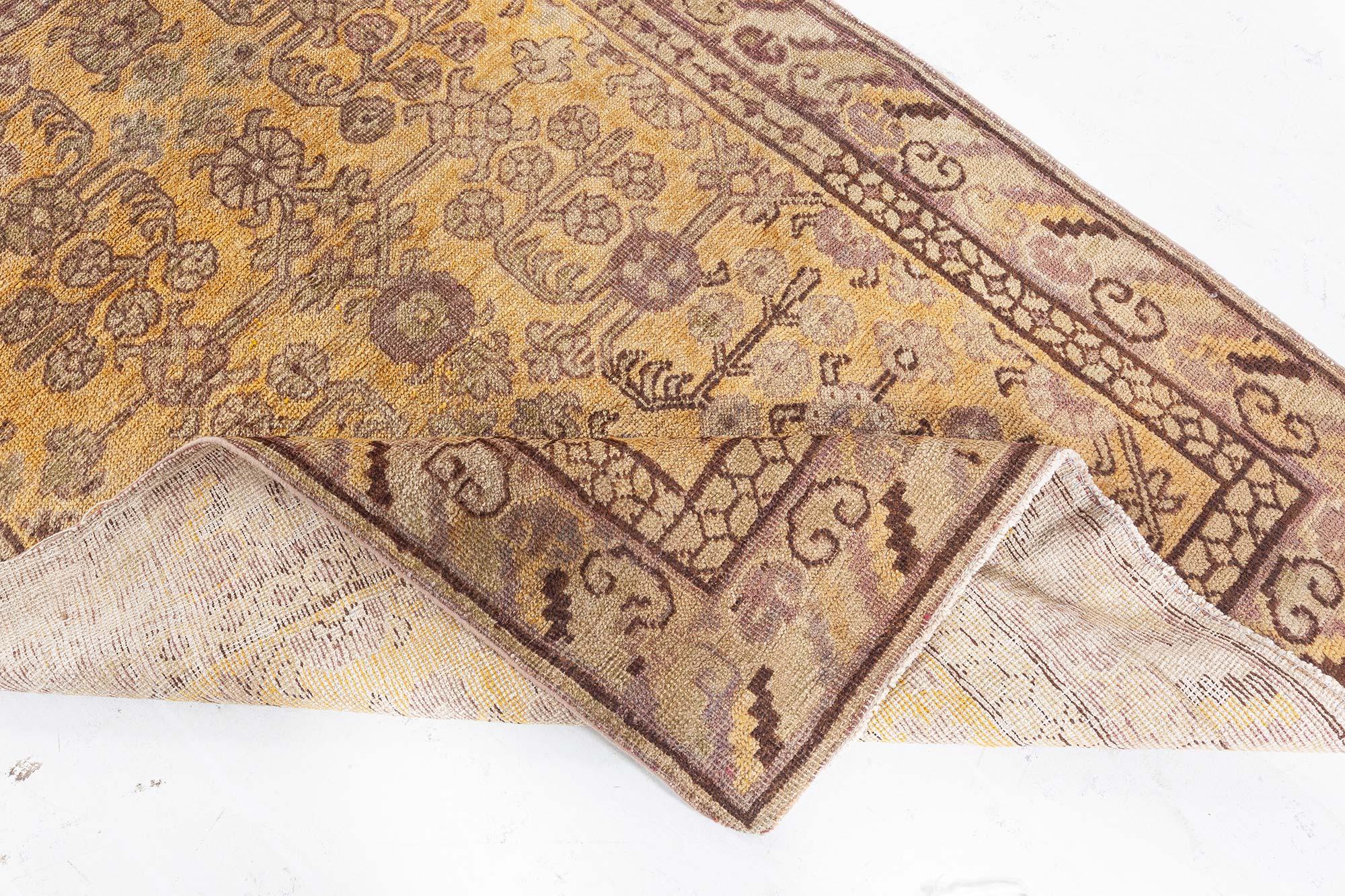 Vintage Samarkand Handmade Wool Rug For Sale 1