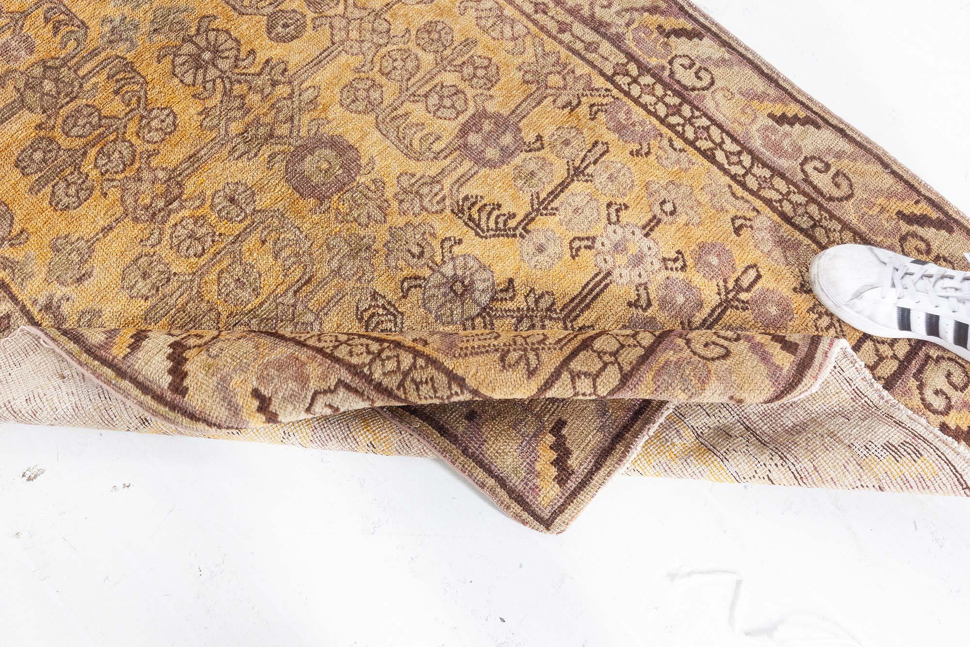 Vintage Samarkand Handmade Wool Rug For Sale 2