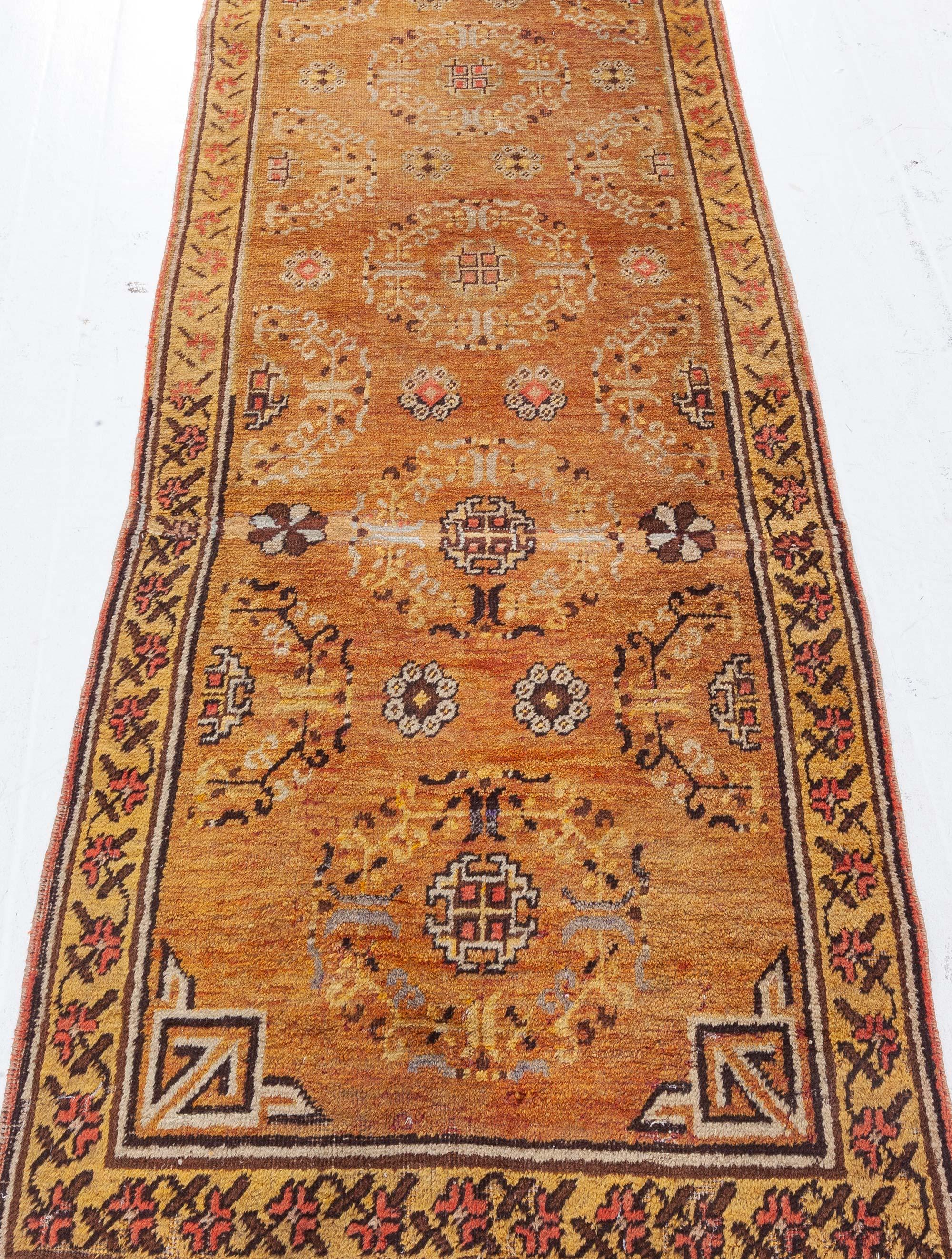 20th Century Vintage Samarkand 'Khotan' Gold Yellow Rug For Sale