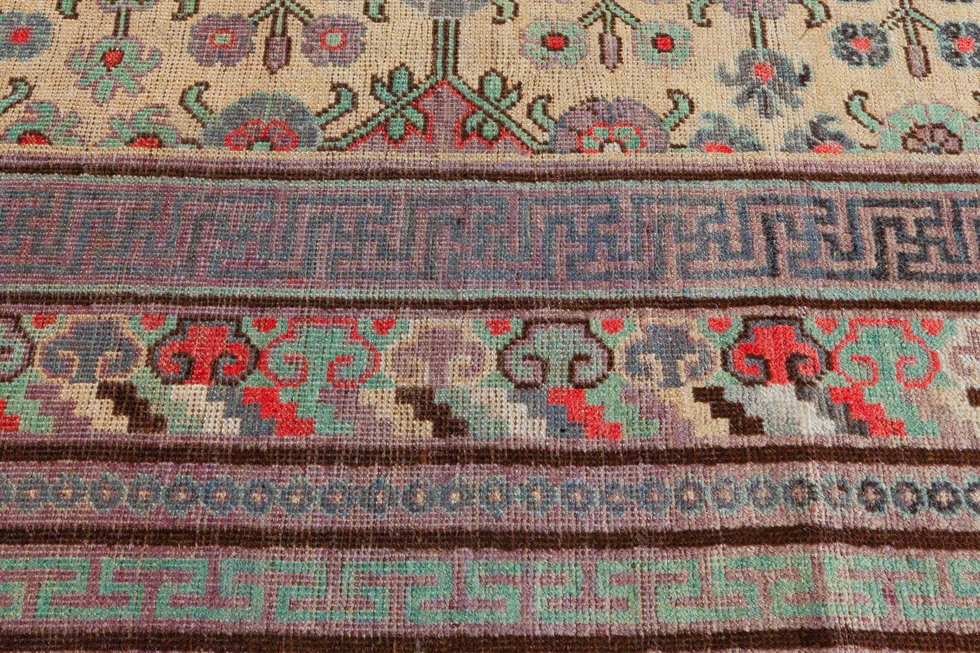 20th Century Vintage Samarkand 'Khotan' Handmade Wool Rug For Sale