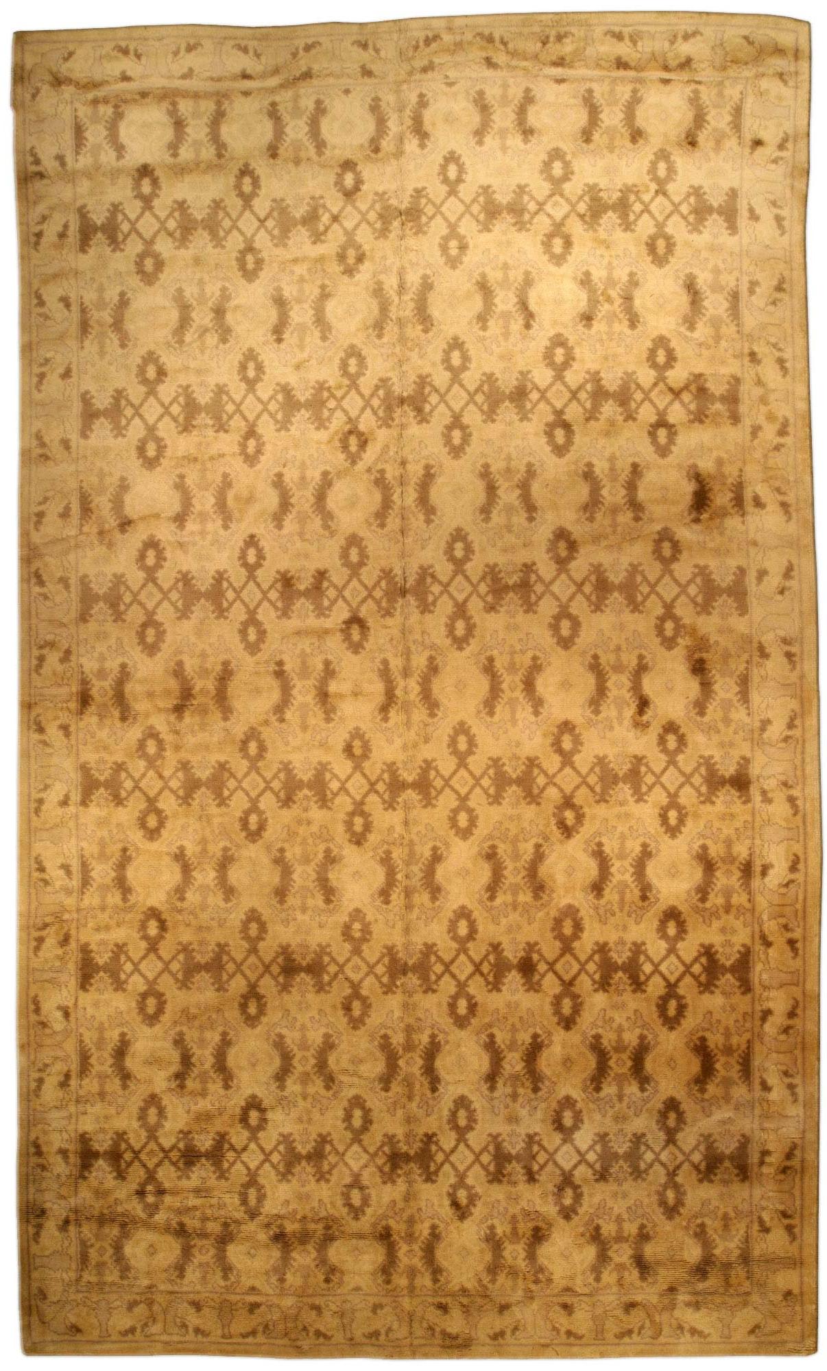 Vintage Spanish Beige Handmade Wool Rug