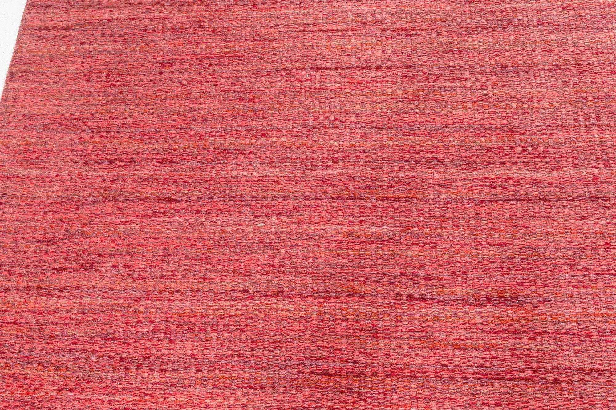 Vintage Swedish Red Flat Woven Rug In Good Condition For Sale In New York, NY