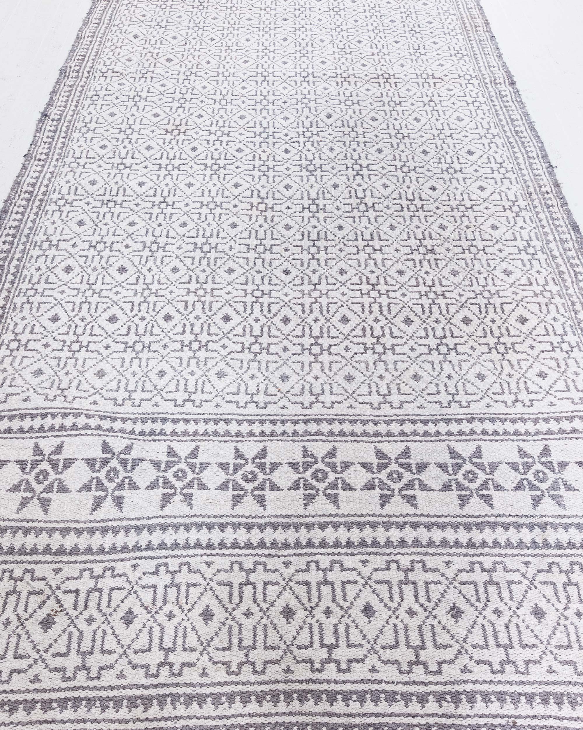 Indiano Doris Leslie Blau Runner in cotone Agra (taglia adeguata) in vendita