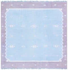 Doris Leslie Blau Dhurrie Mid-Century Light Blue Handmade Rug