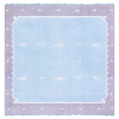 Doris Leslie Blau Dhurrie Mid-Century Light Blue Handmade Rug