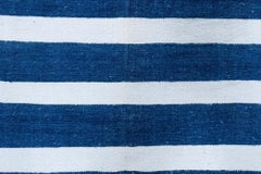 Doris Leslie Blau Dhurrie Mid-Century Stripes White Handmade Runner
