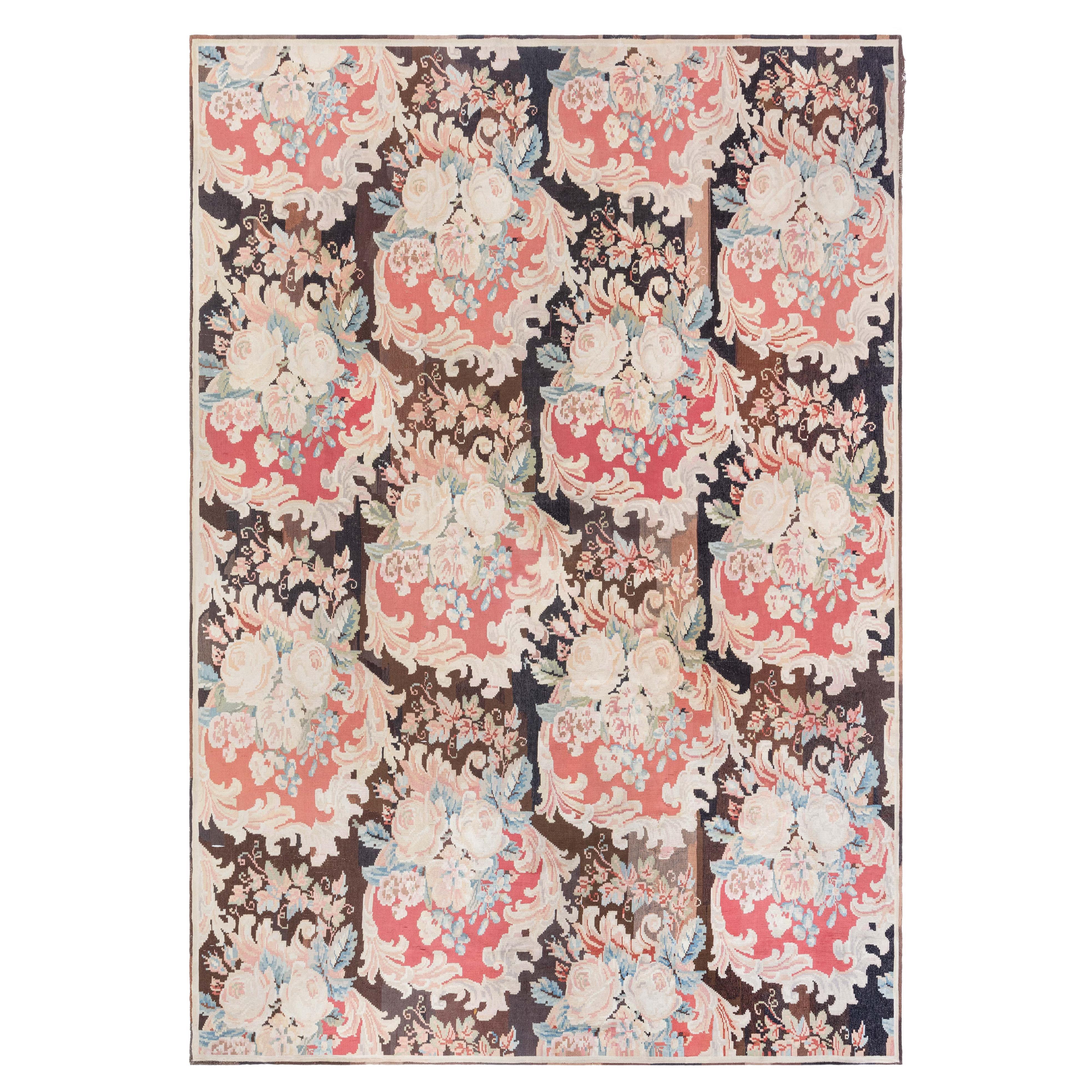 Doris Leslie Blau Early 20th Century Bessarabian Floral Handmade Rug For Sale
