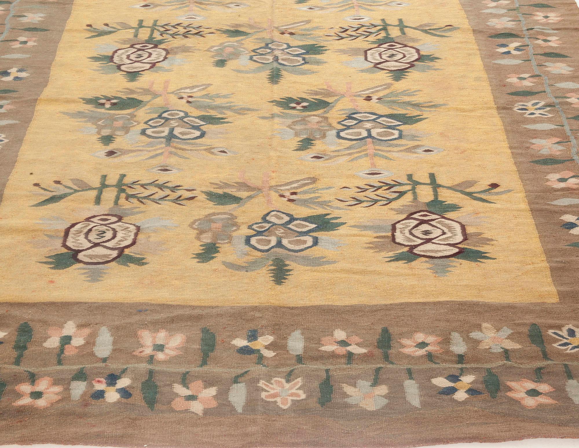 Hand-Knotted Doris Leslie Blau Early 20th Century Bessarabian Floral Rug For Sale