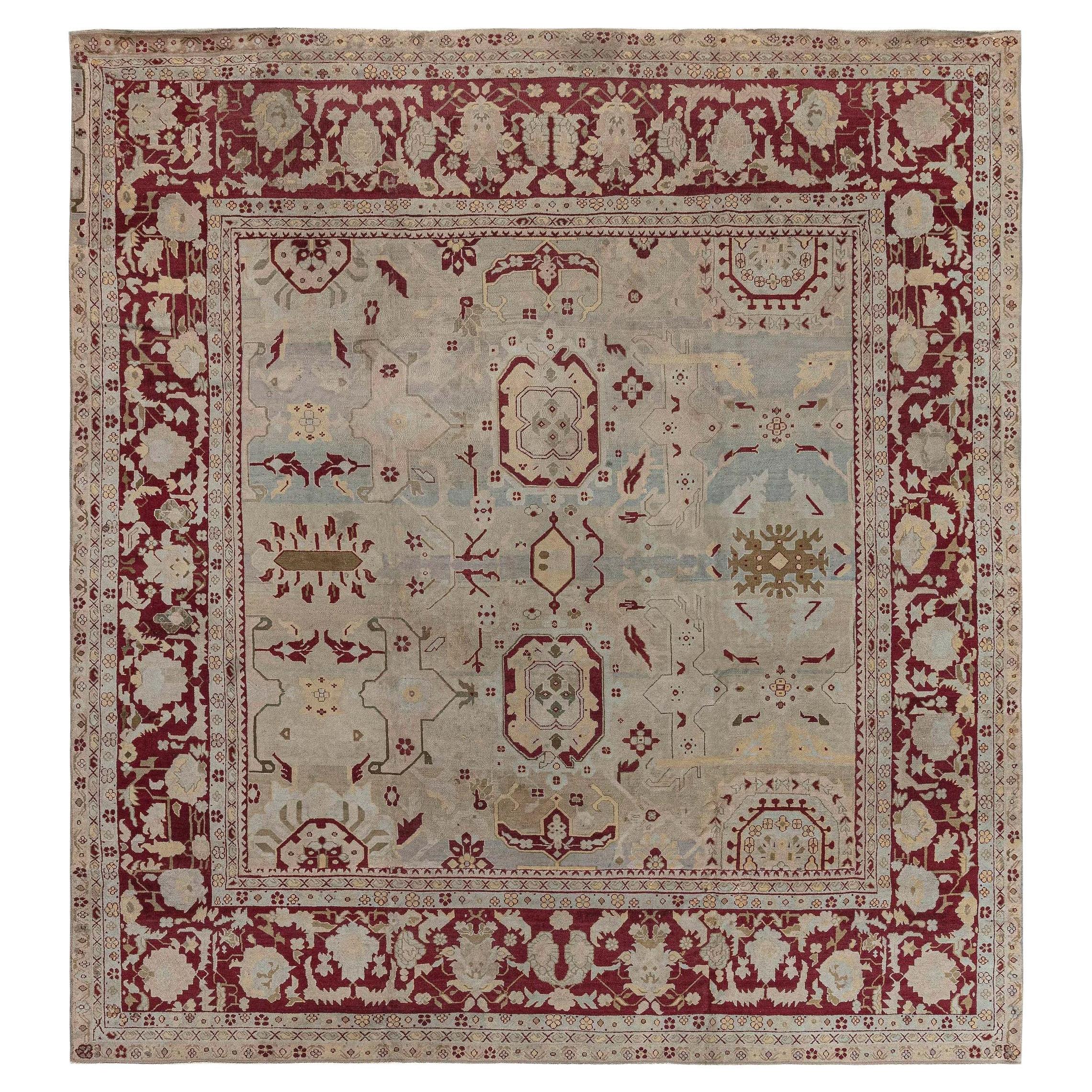 Doris Leslie Blauer indischer Agra-Teppich des frühen 20. Jahrhunderts