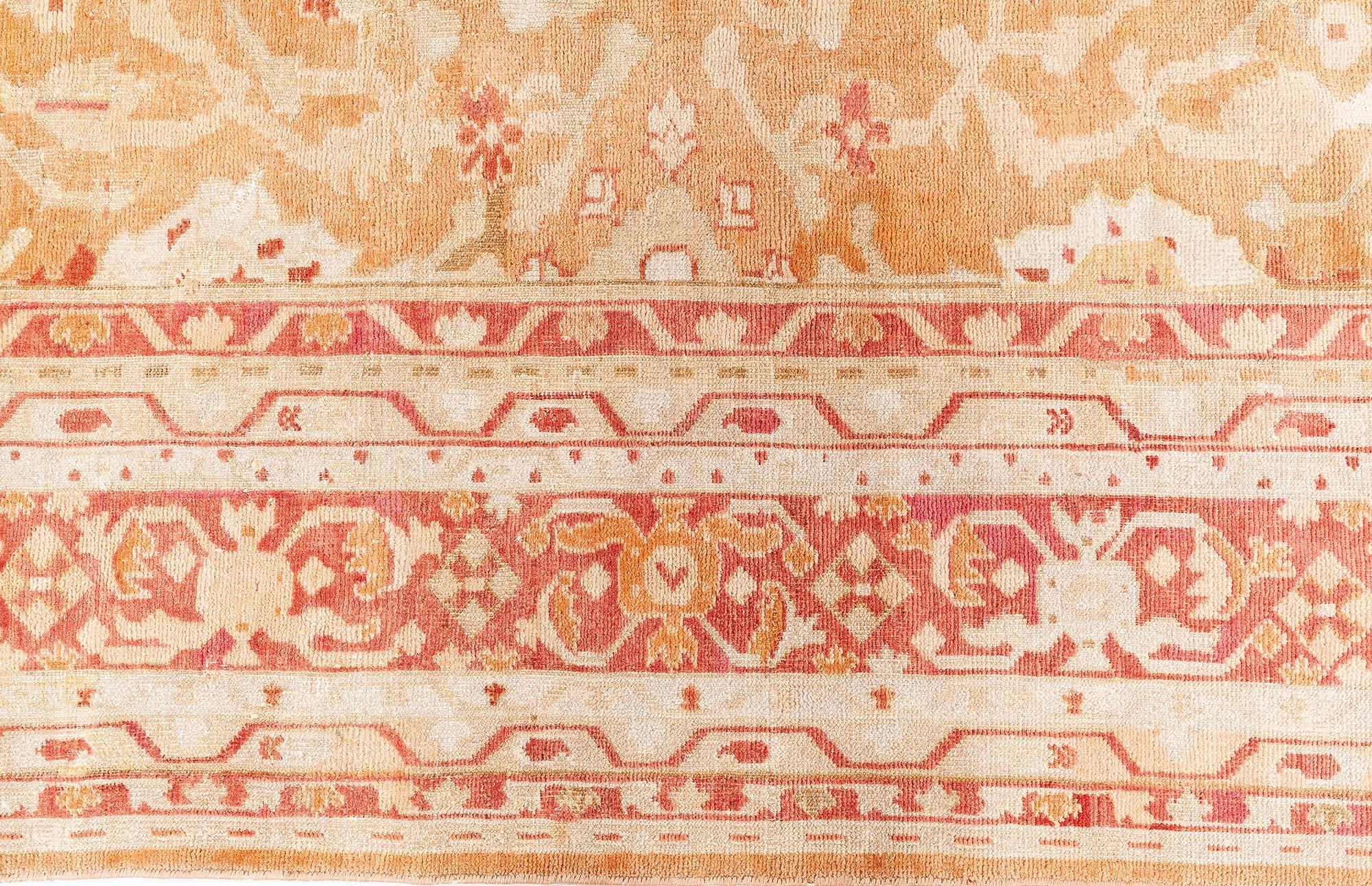 Indischer Wollteppich aus Amritsar, orange, braun, aus dem frühen 20.
Größe: 9'0