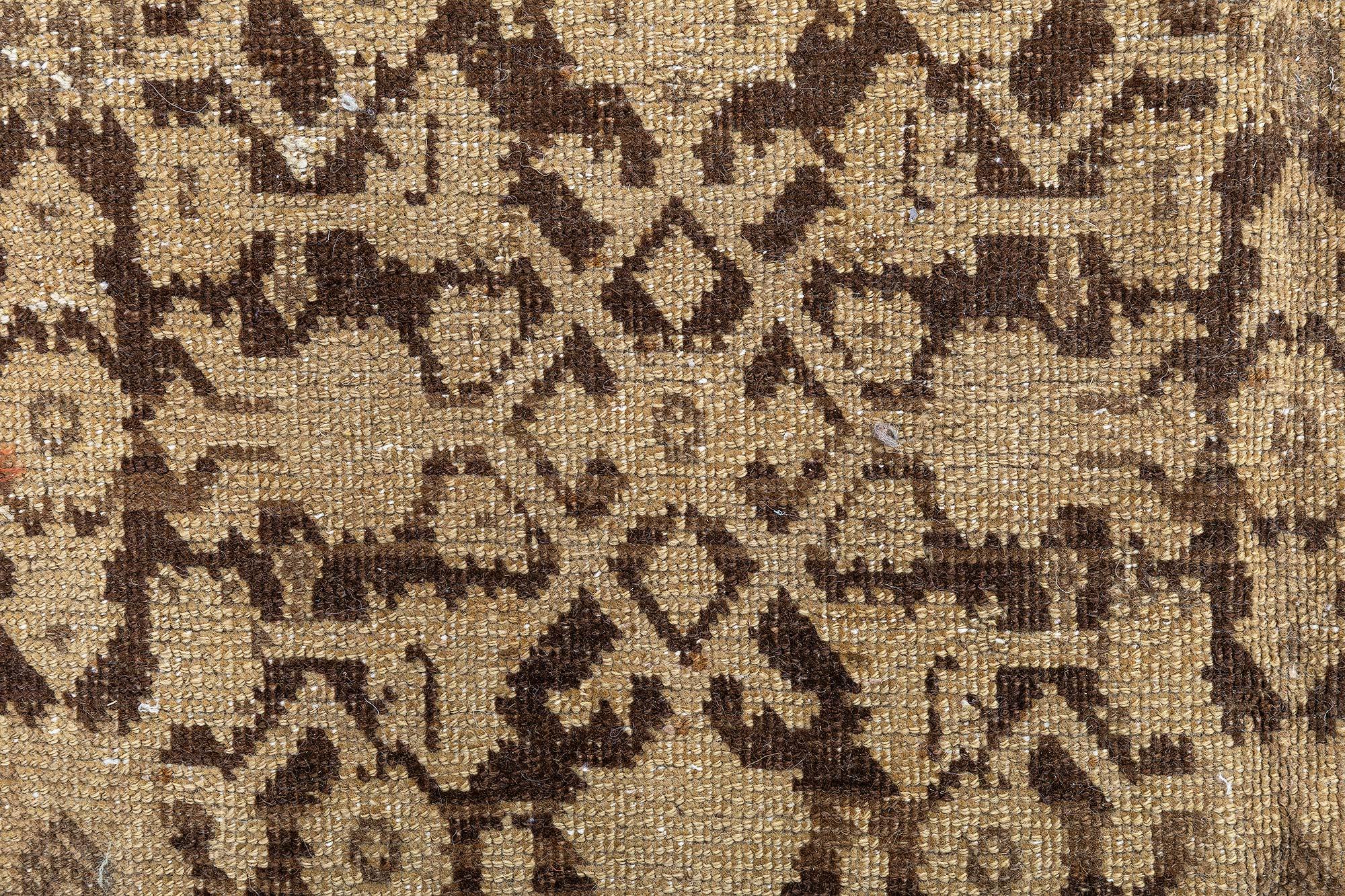 Early 20th century Karabagh brown and beige handmade wool rug
Size: 6'6