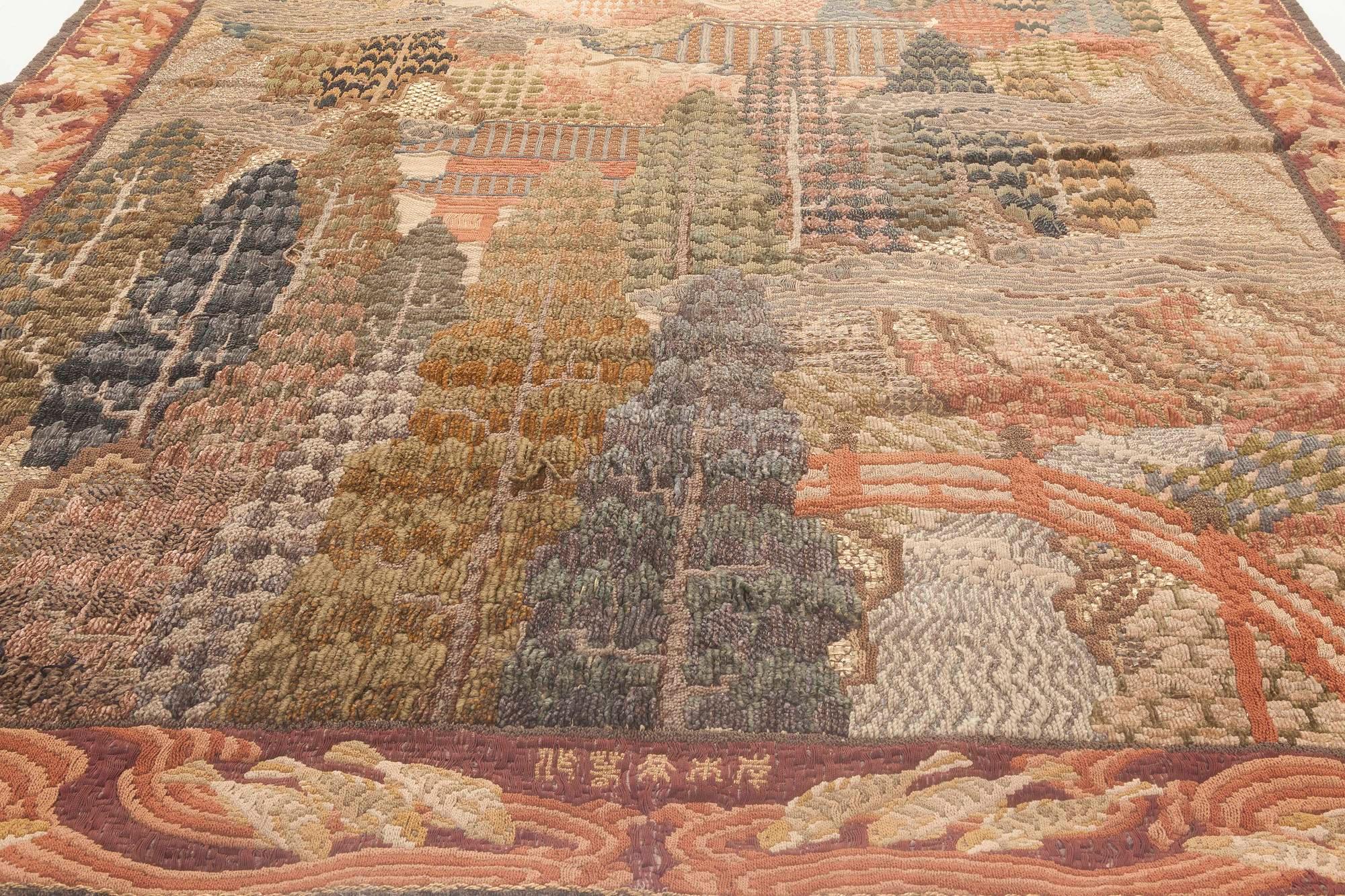Annodato a mano Doris Leslie Blau Arazzo botanico in filo di metallo del primo Novecento in vendita