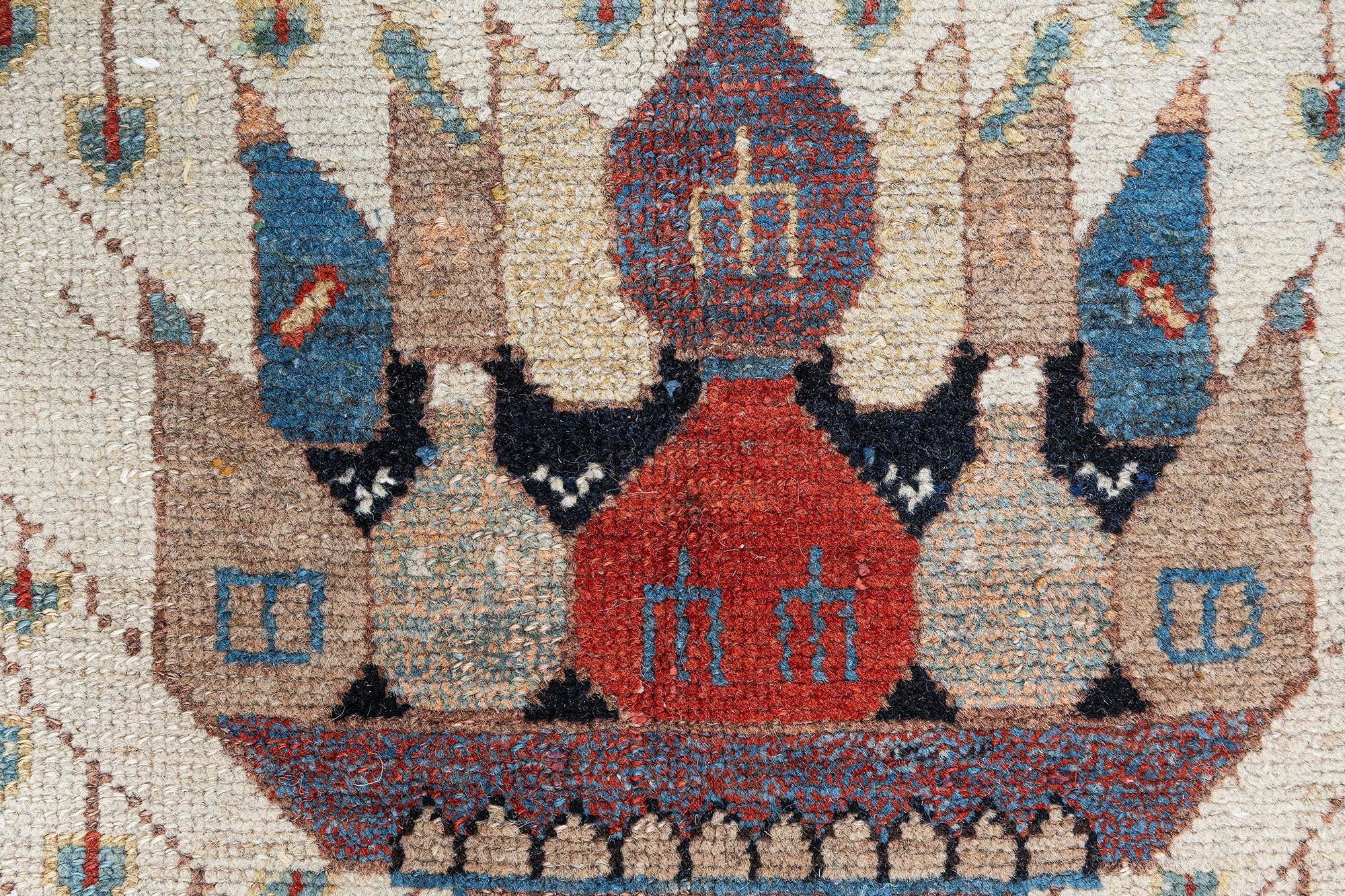 Doris Leslie Blauer persischer Malayer-Teppich des frühen 20. Jahrhunderts, handgefertigt (Handgeknüpft) im Angebot
