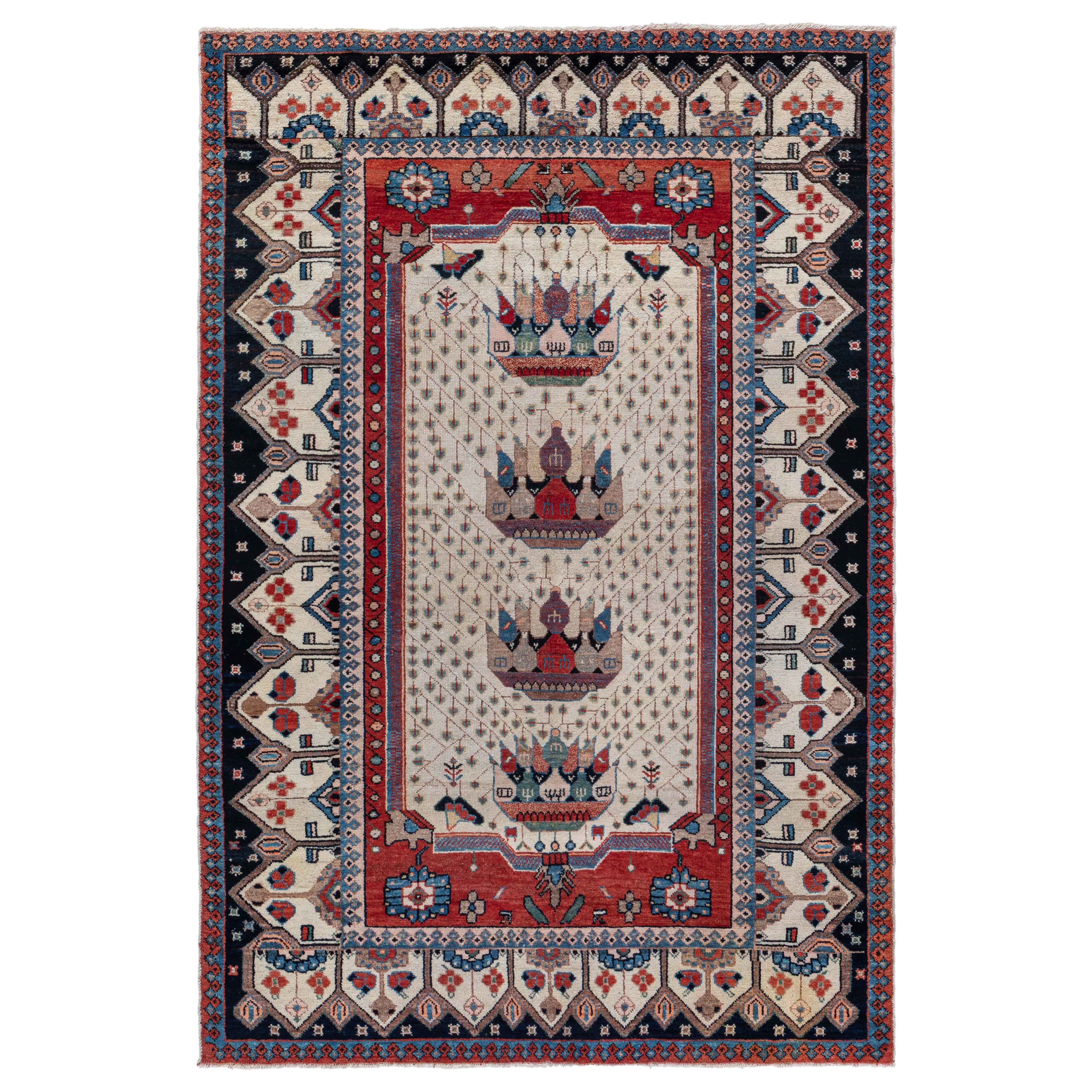 Doris Leslie Blauer persischer Malayer-Teppich des frühen 20. Jahrhunderts, handgefertigt im Angebot