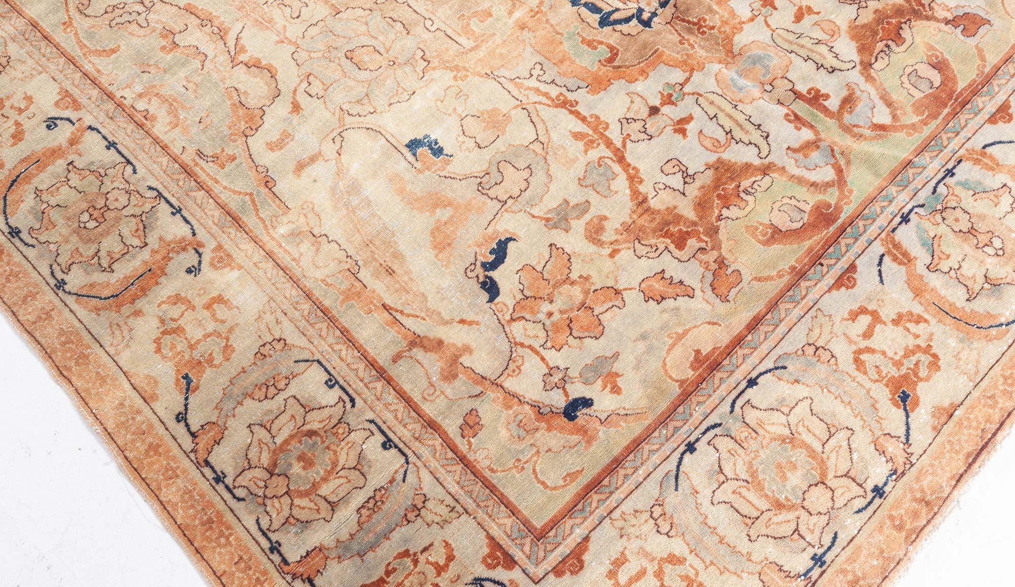 Hand-Knotted Doris Leslie Blau Early 20th Century Persian Tabriz Botanic Rug For Sale