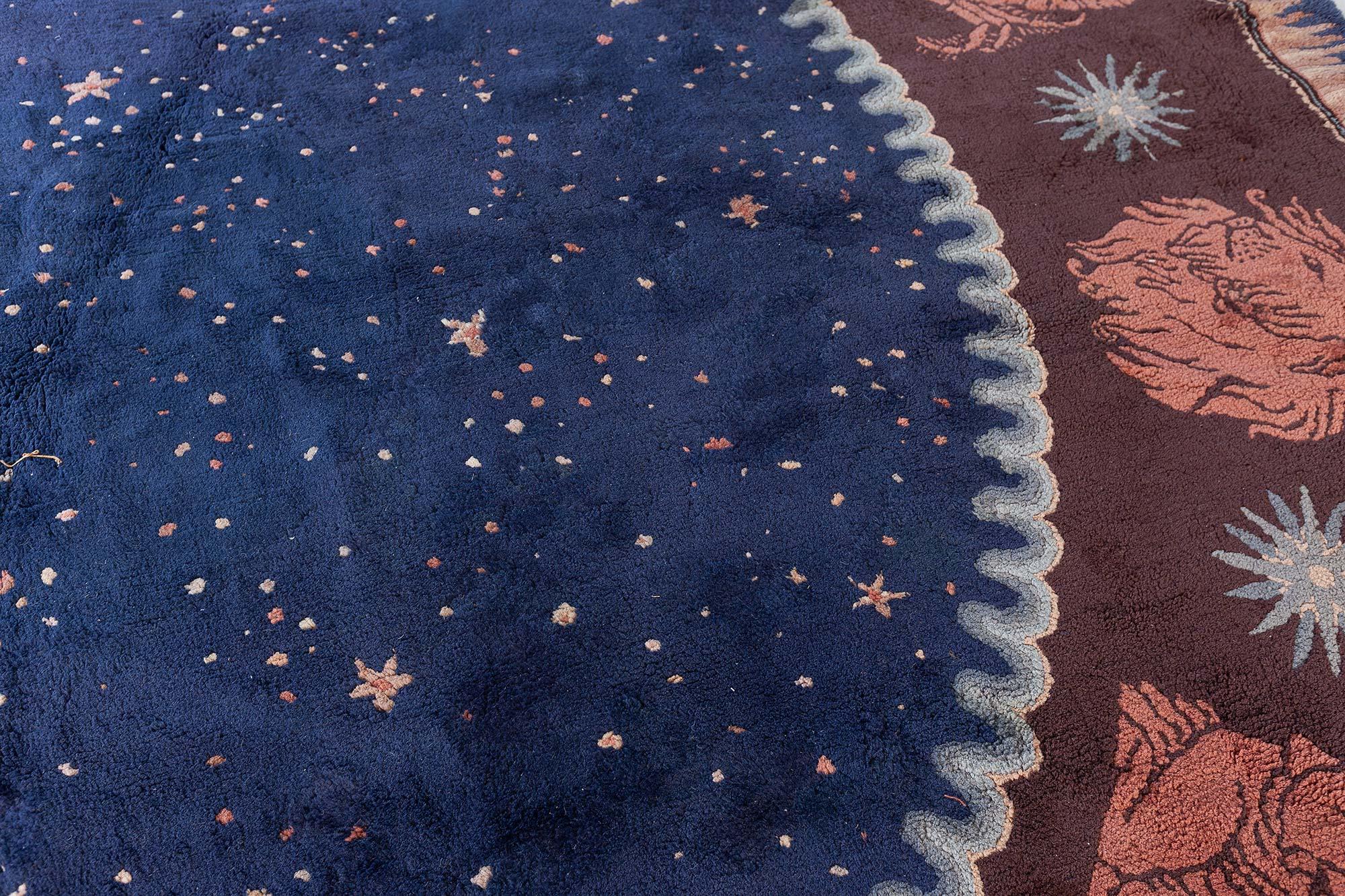 Wool Doris Leslie Blau Early 20th Century Round French Art Deco Rug by Paul Follot For Sale