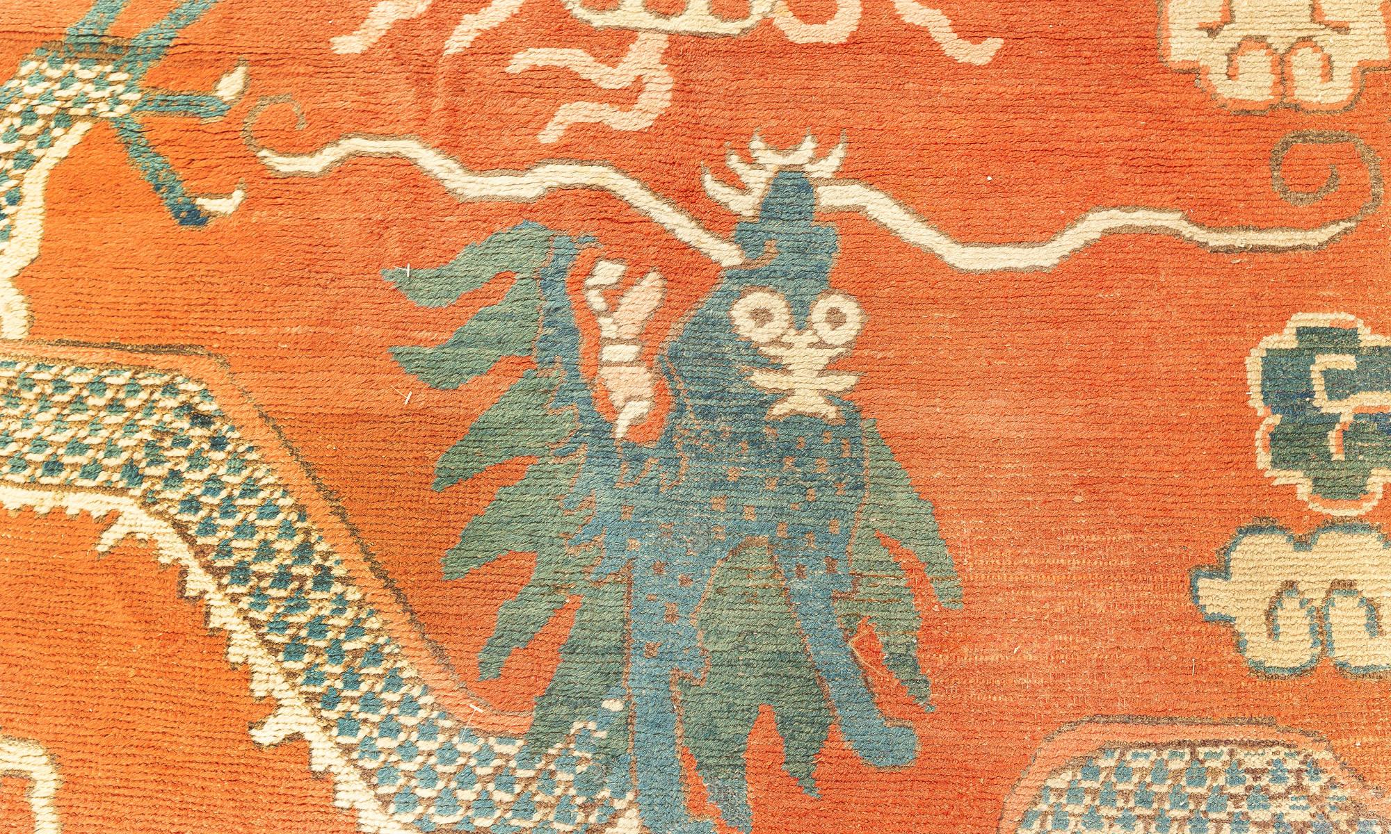 Annodato a mano Doris Leslie Blau Tappeto con drago di Samarcanda del primo Novecento in vendita