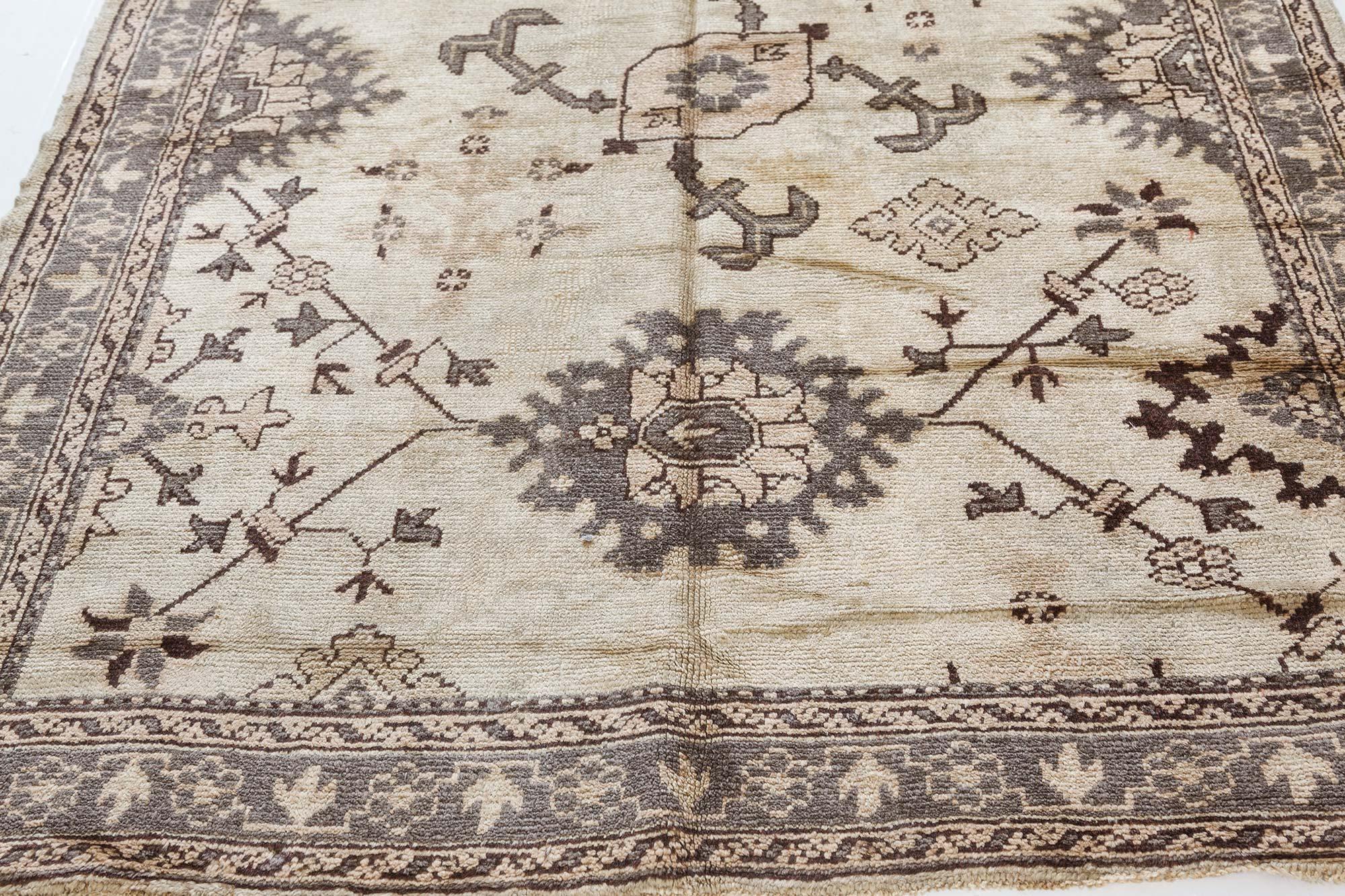 Hand-Knotted Doris Leslie Blau Antique Turkish Oushak Rug For Sale