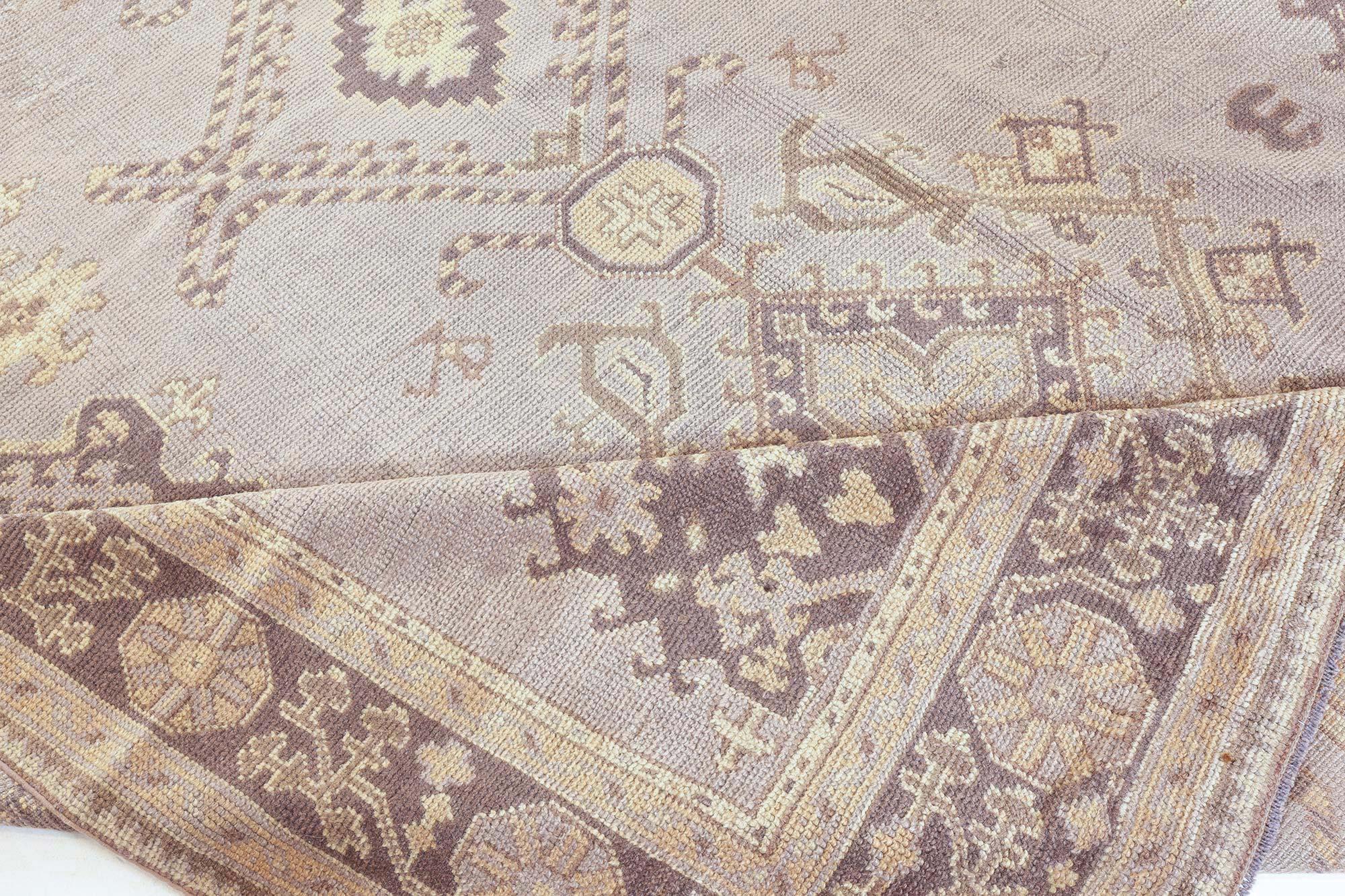 Hand-Knotted Doris Leslie Blau Antique Turkish Oushak Rug For Sale