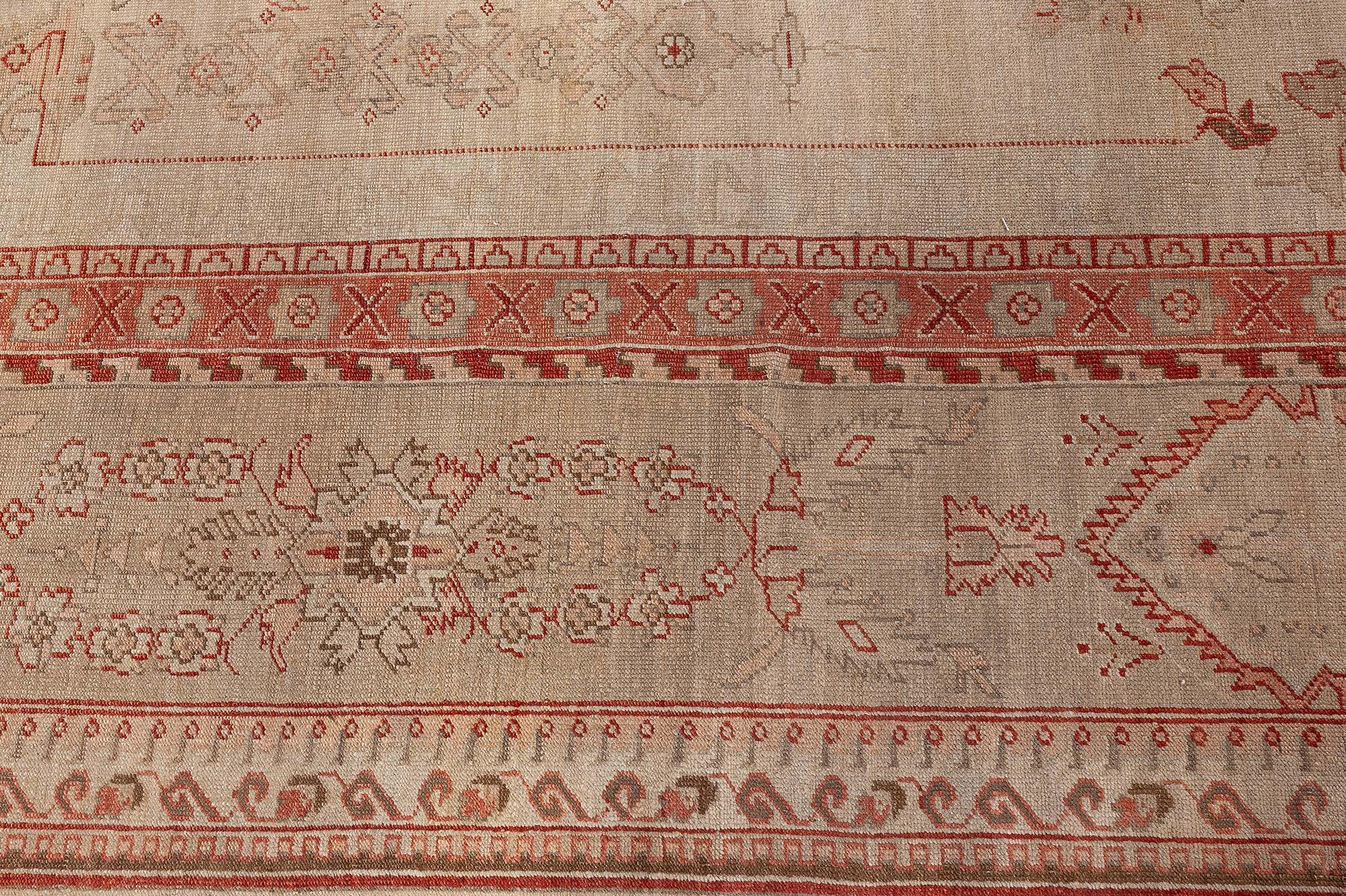 Wool Doris Leslie Blau Antique Turkish Oushak Rug For Sale