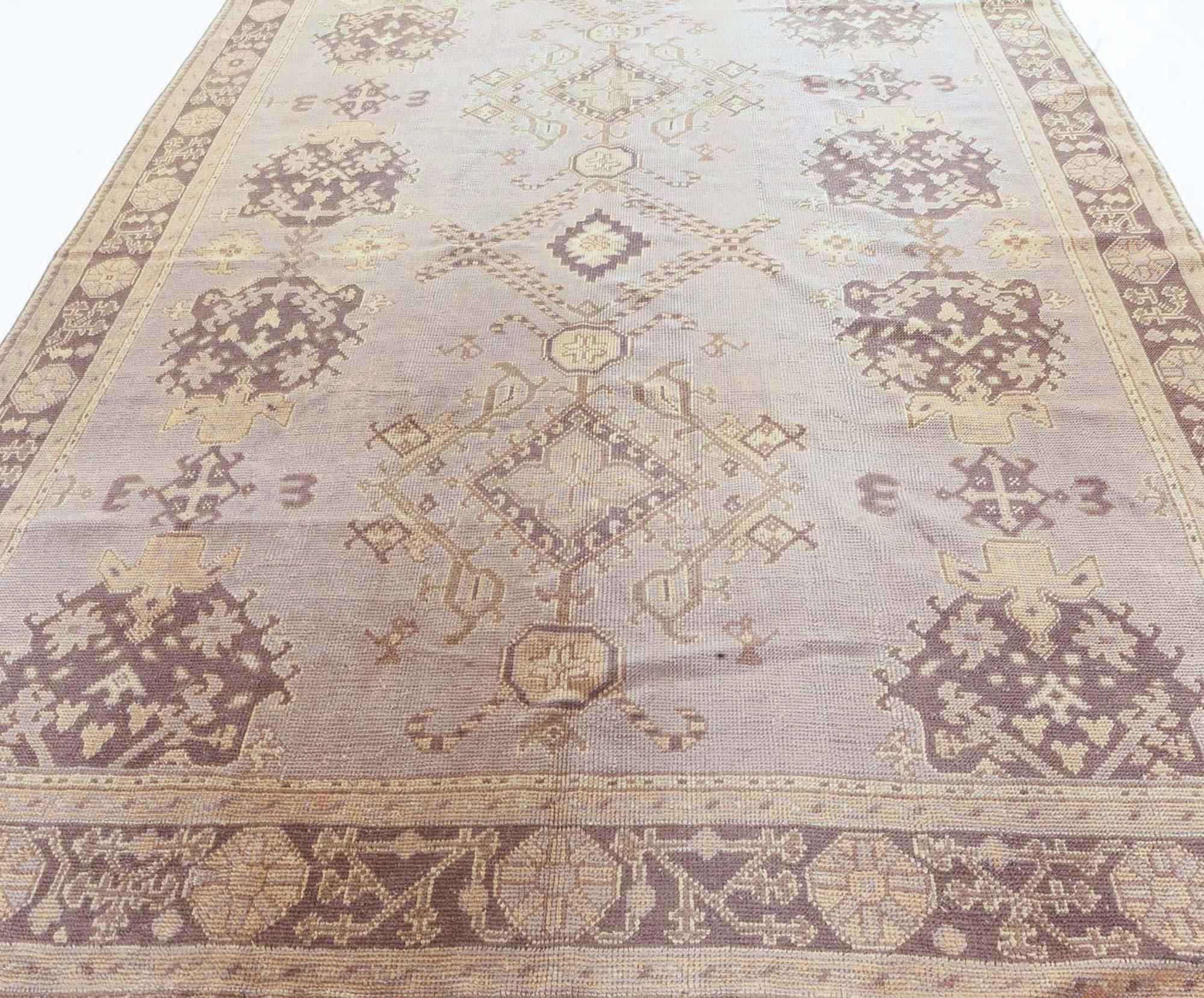 Wool Doris Leslie Blau Antique Turkish Oushak Rug For Sale