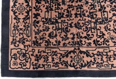 Doris Leslie Blau Elegant Chinese Vintage Geometric Dusty Rose With Black Carpet