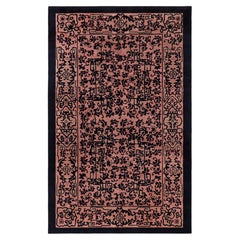 Doris Leslie Blau Elegant Chinese Vintage Geometric Dusty Rose With Black Carpet