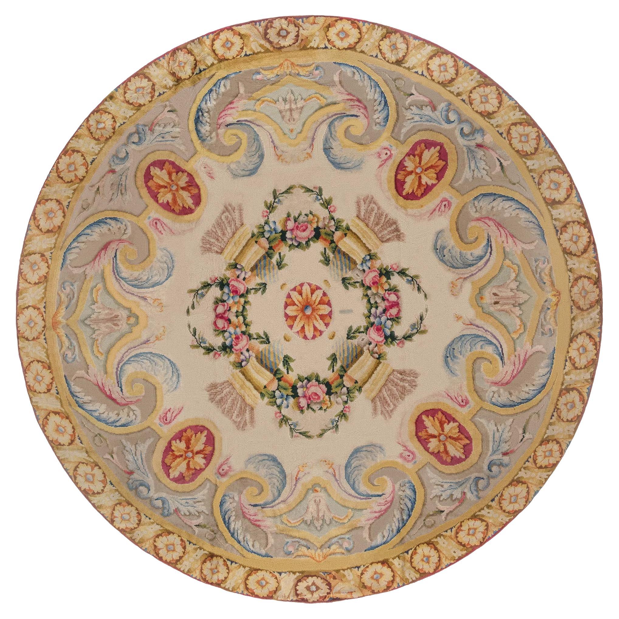 Doris Leslie Blau Elegant Savonnerie-Style Spanish Round Rug