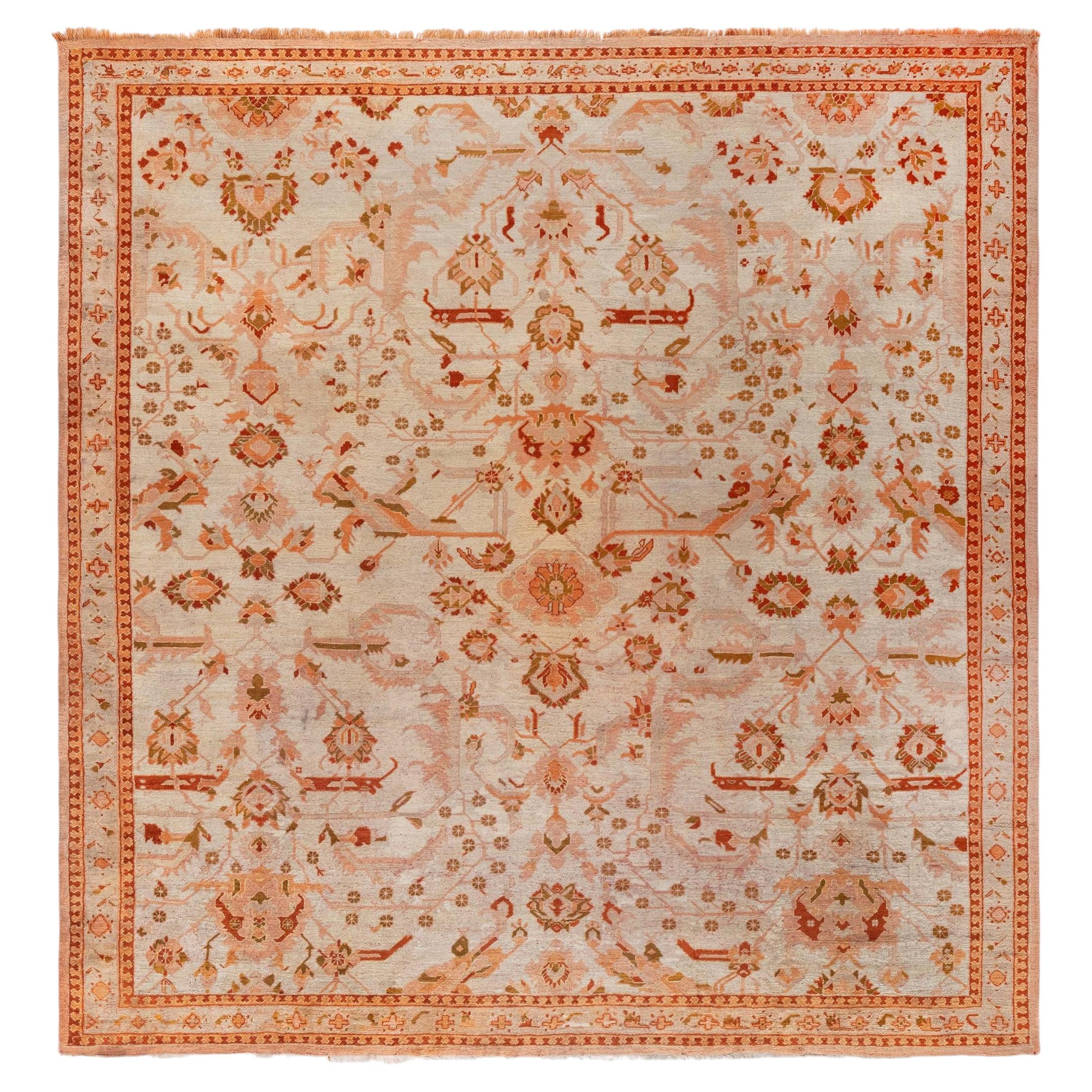 Doris Leslie Blau Exquisite Antique Oushak Turkish Light Beige Rug - c. 1920