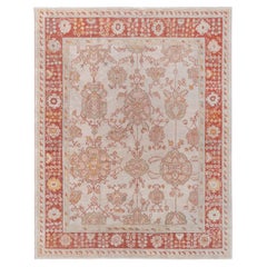Doris Leslie Blau Exquisite Antique Oushak Turkish Soft Beige Rug - c. 1900