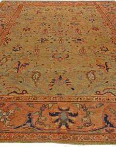 Doris Leslie Blau Exquisite Sultanabad Antique Floral Warm Tan Rug - c. 1920