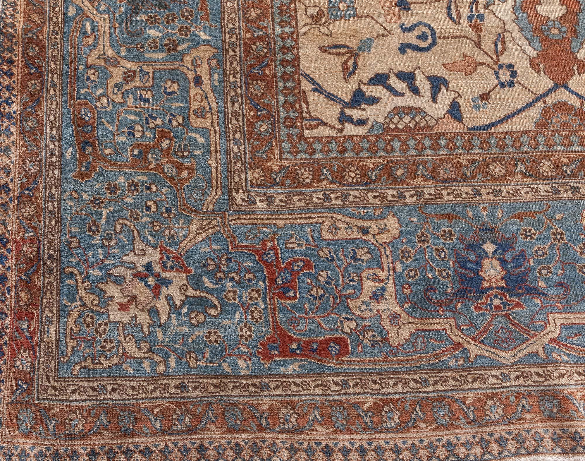 Persiano Doris Leslie Blau Tappeto antico persiano Tabriz fatto a mano extra large in vendita