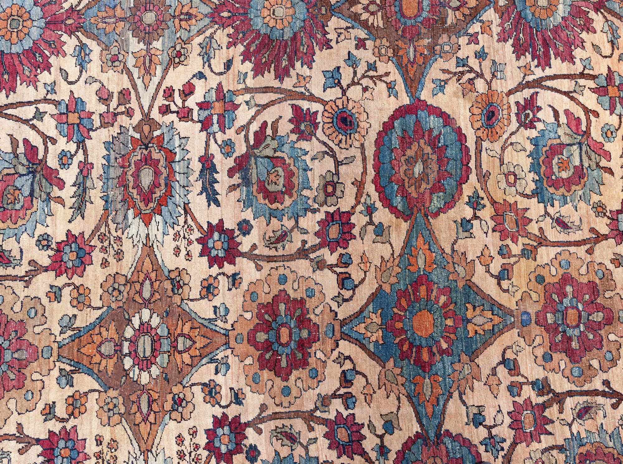 XX secolo Doris Leslie Blau Tappeto persiano Kirman Botanic extra large dei primi del Novecento in vendita