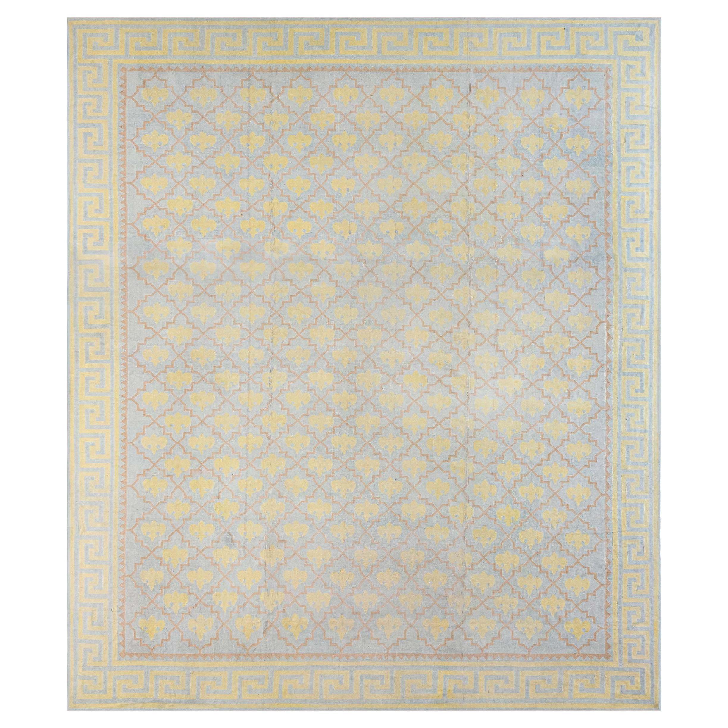 Doris Leslie Blau Extra Large Vintage Indian Dhurrie Rug with Geometric Allover For Sale