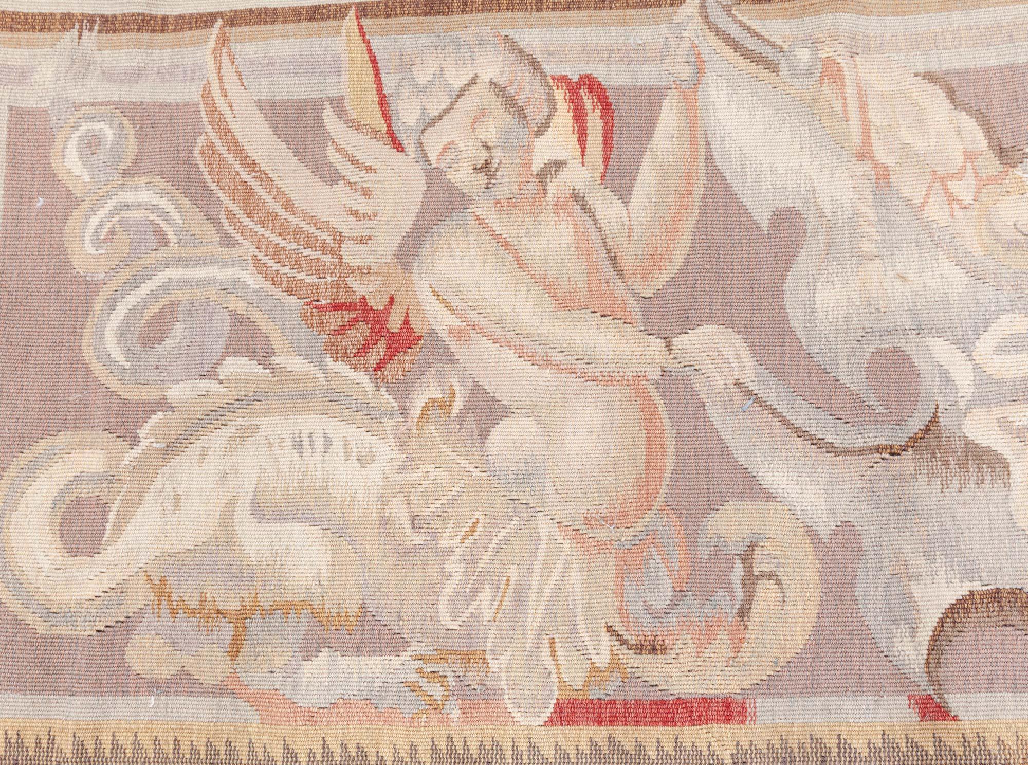 Doris Leslie Blauer feiner französischer Wandteppich (Handgeknüpft) im Angebot