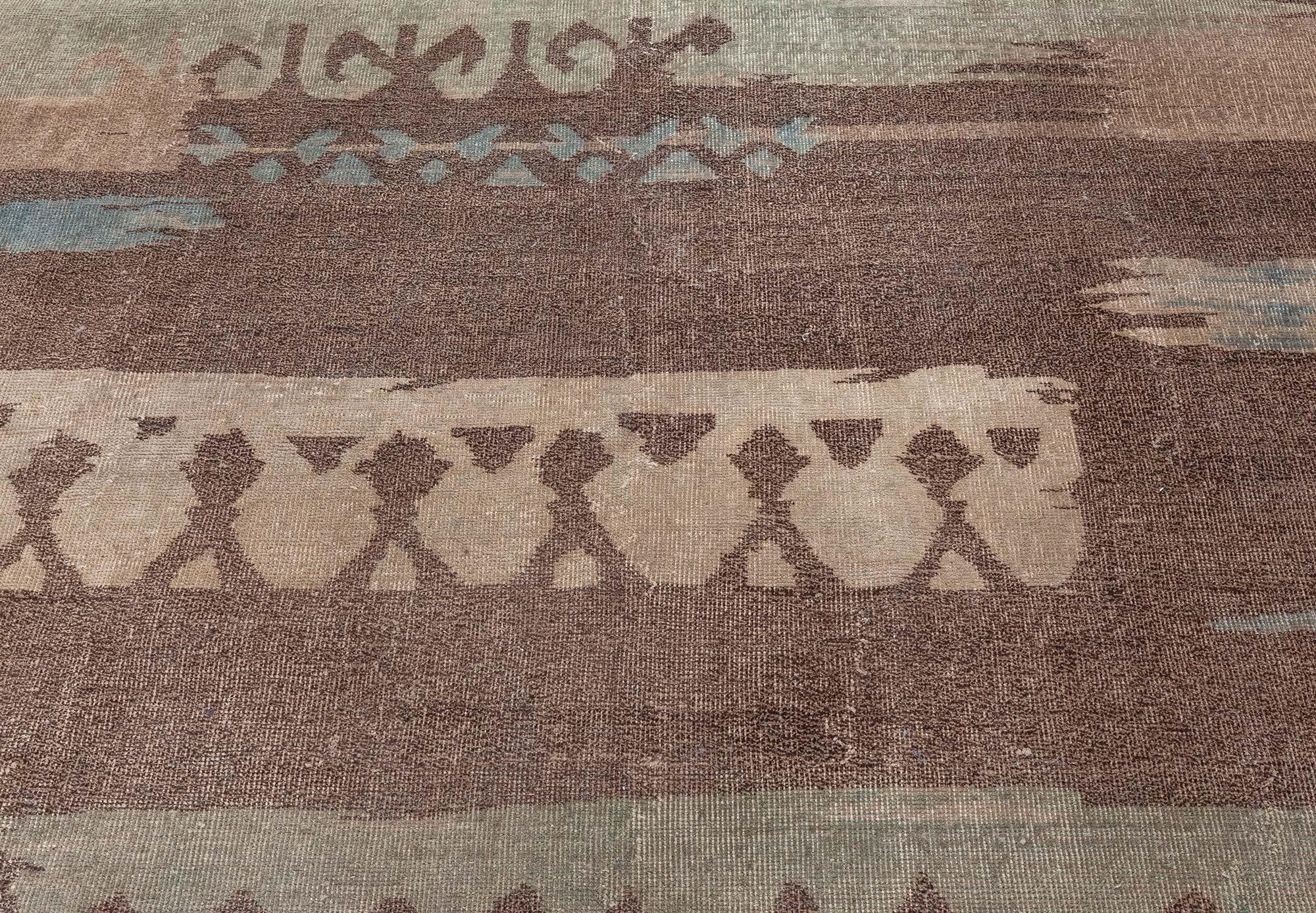 Doris Leslie Blau Französisch Art Deco Brown Handmade Wool Rug im Angebot 2