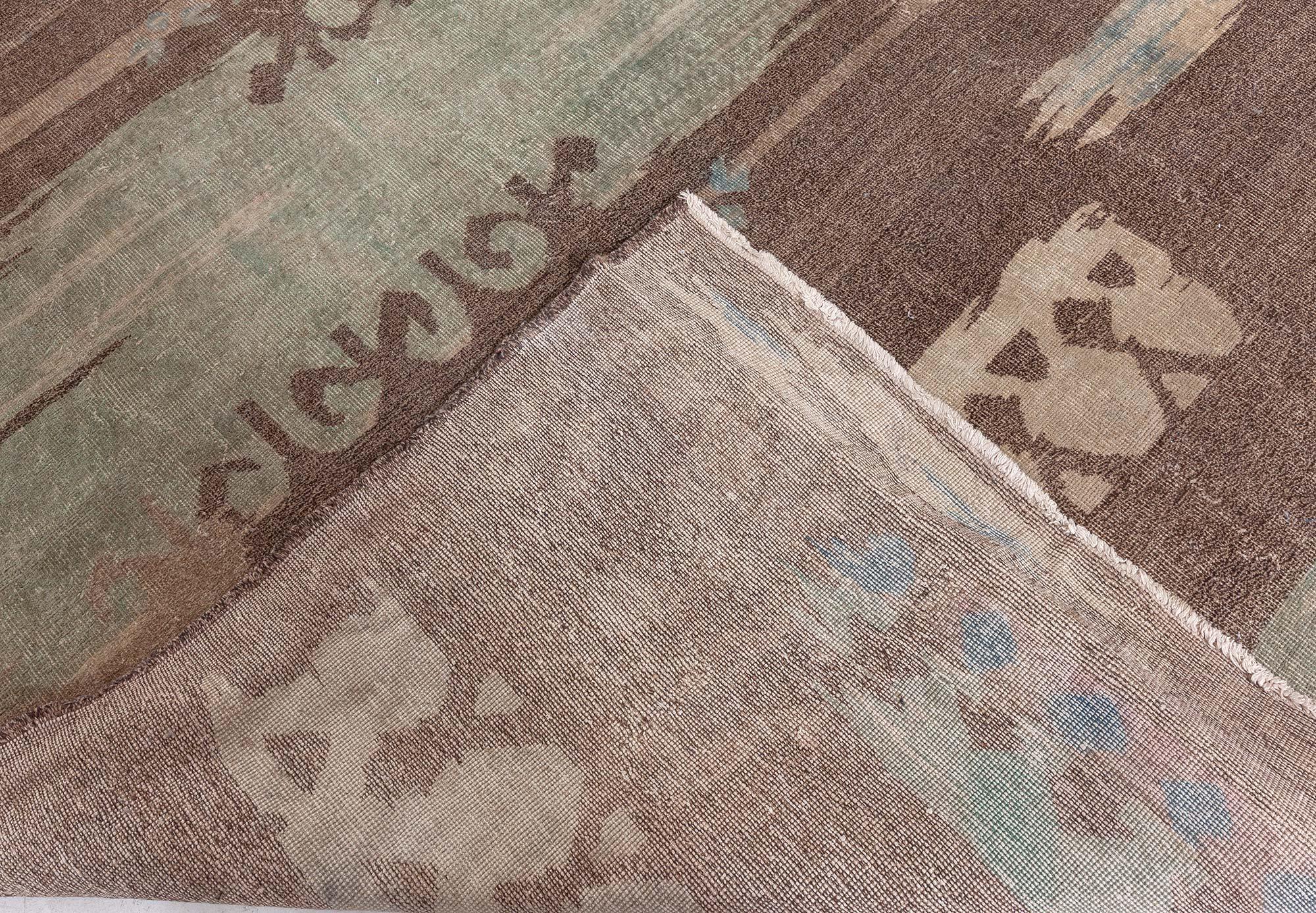 Doris Leslie Blau French Art Deco Brown Handmade Wool Rug For Sale 4