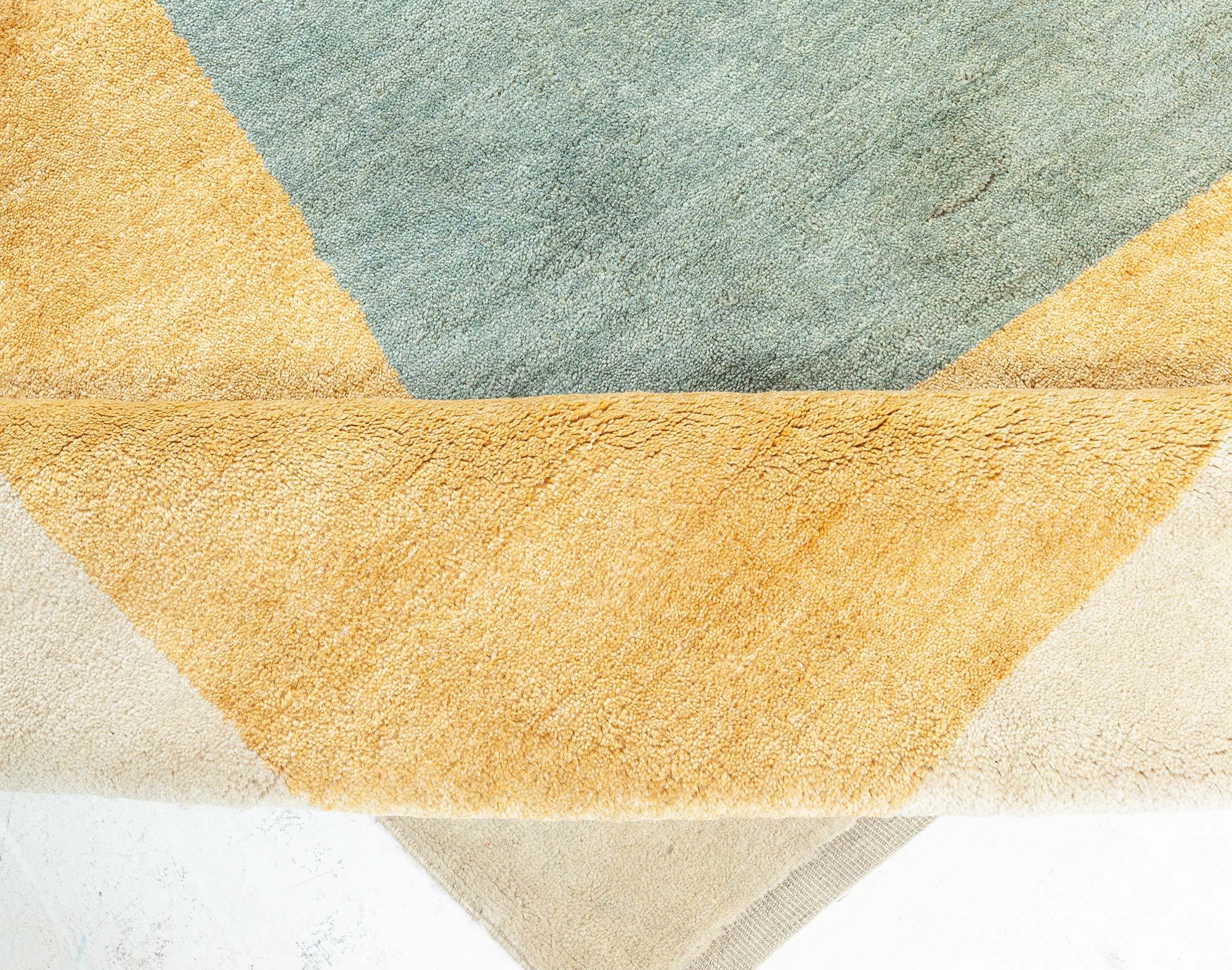 Laine Doris Leslie Blau Tapis géométrique Art déco français en vente