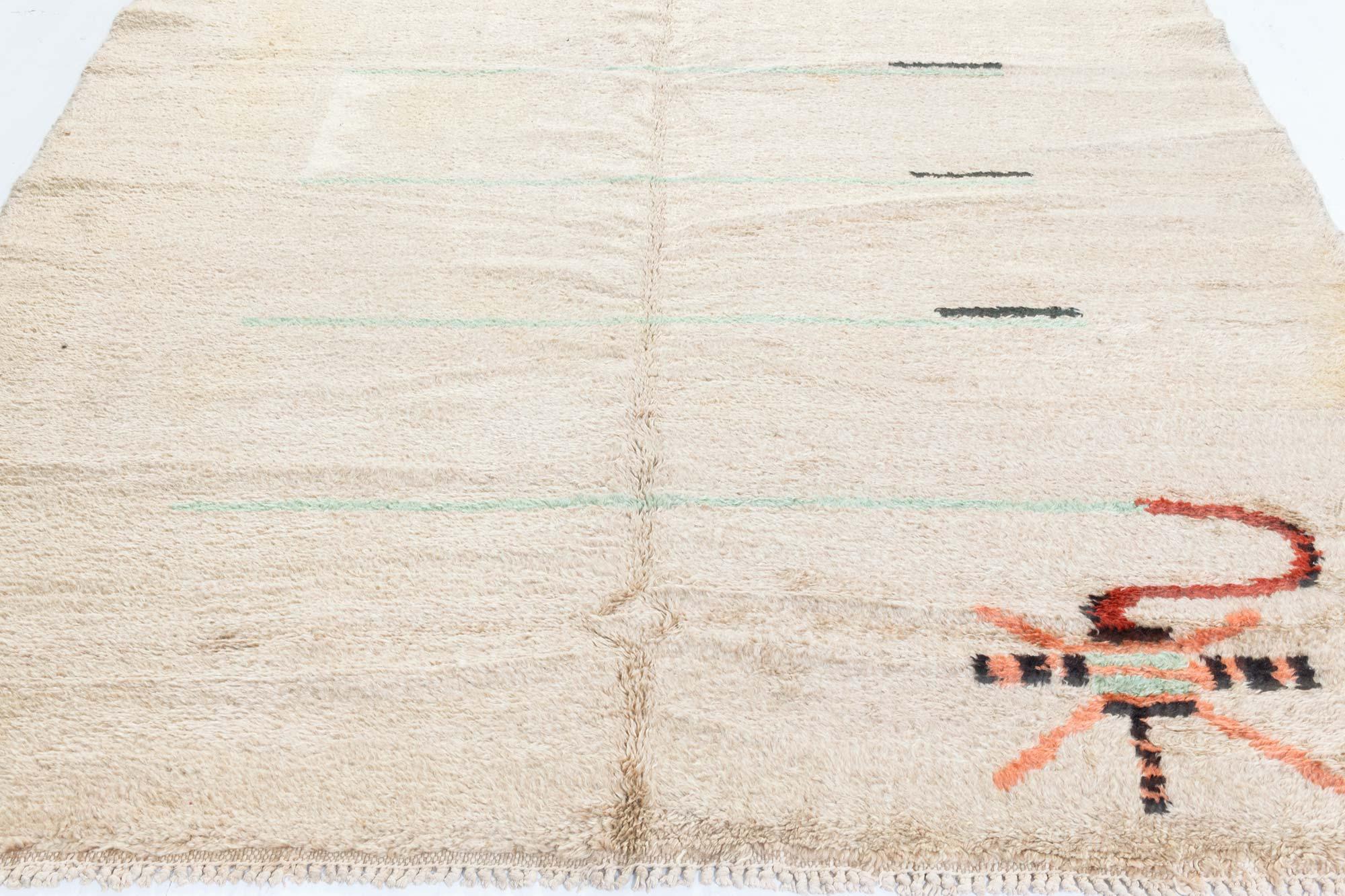 Doris Leslie Blauer französischer handgeknüpfter Art-déco-Teppich aus Wolle (Art déco) im Angebot