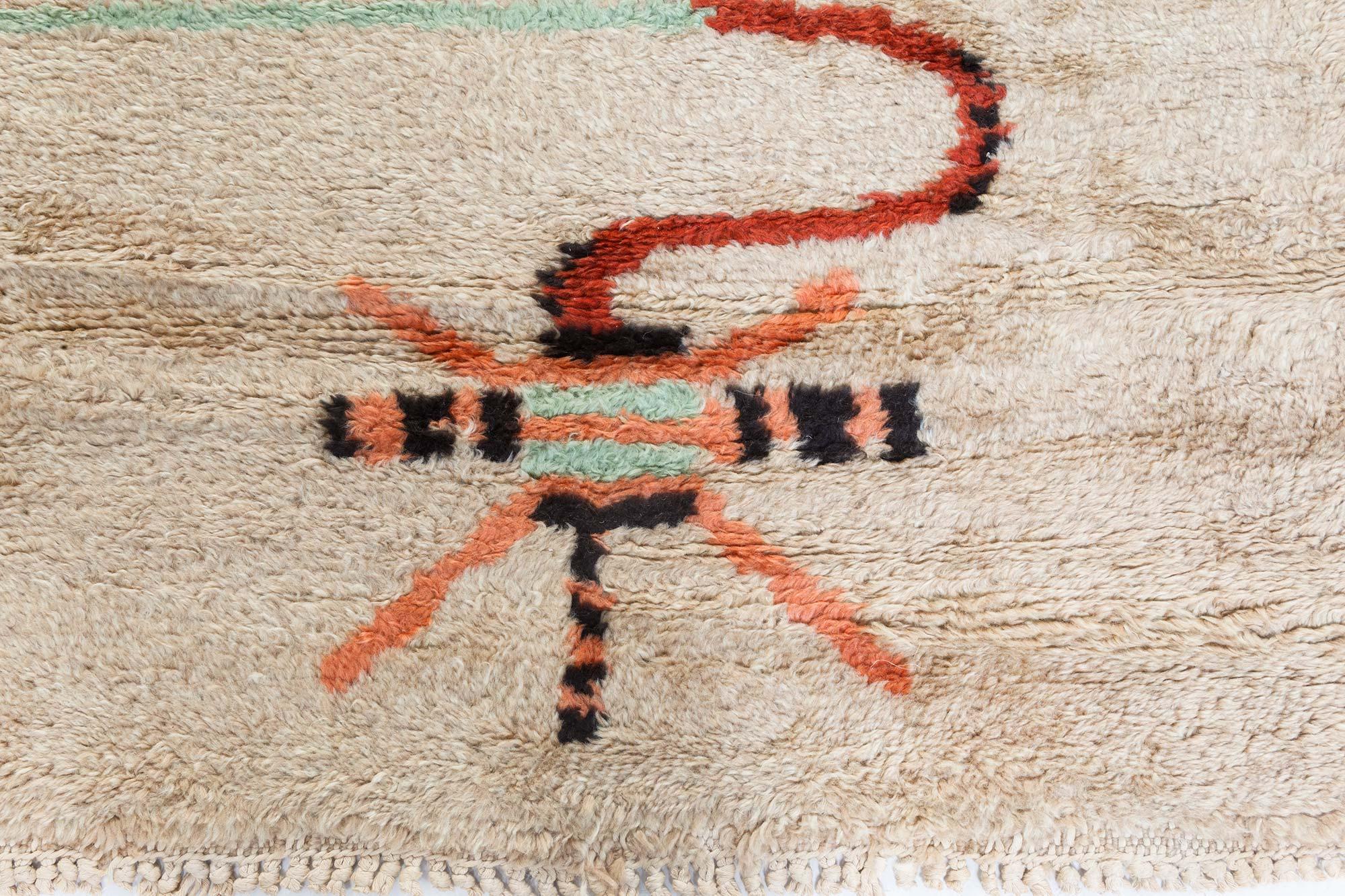 Doris Leslie Blauer französischer handgeknüpfter Art-déco-Teppich aus Wolle (Französisch) im Angebot