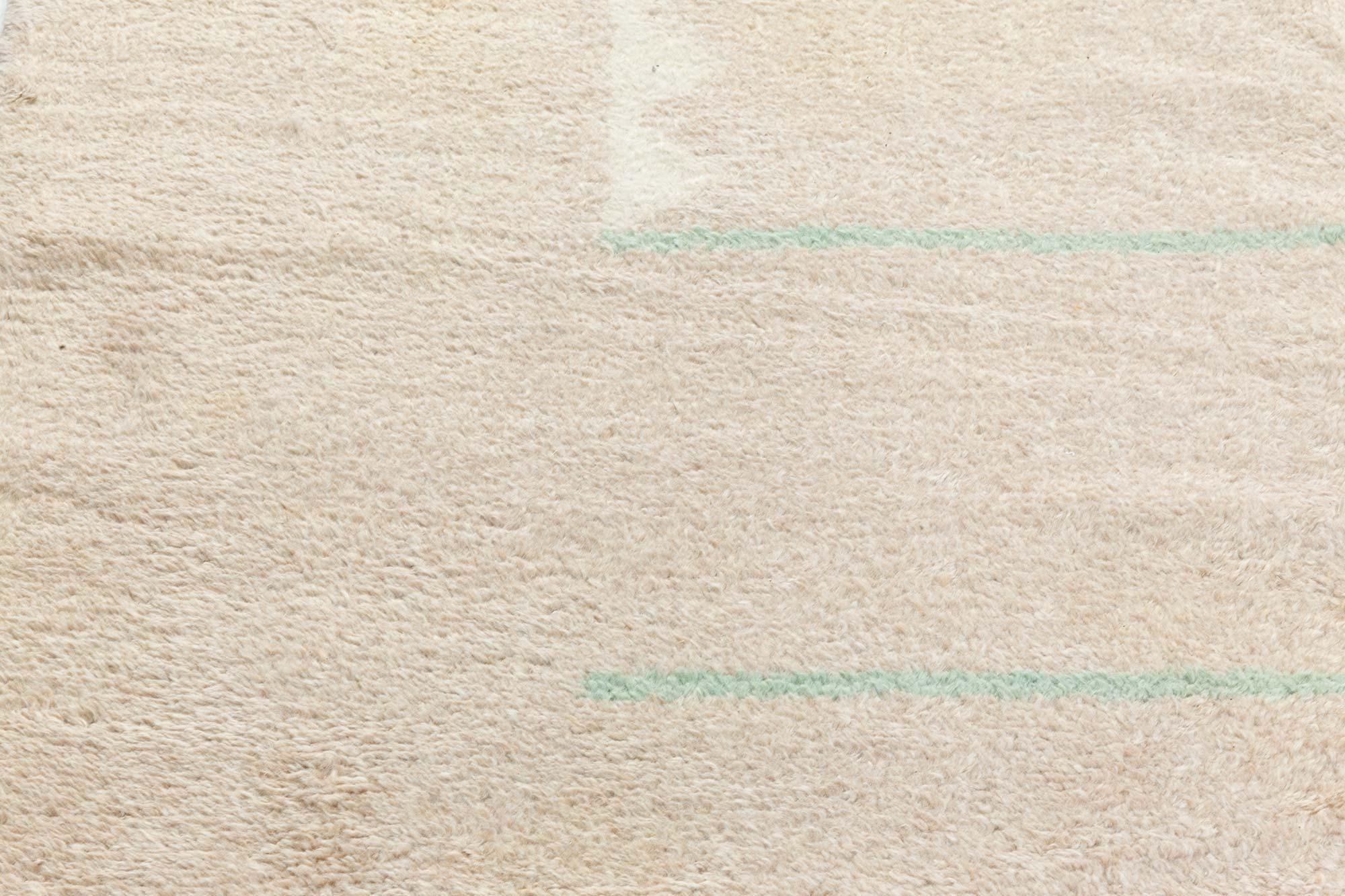 Doris Leslie Blauer französischer handgeknüpfter Art-déco-Teppich aus Wolle (Handgeknüpft) im Angebot