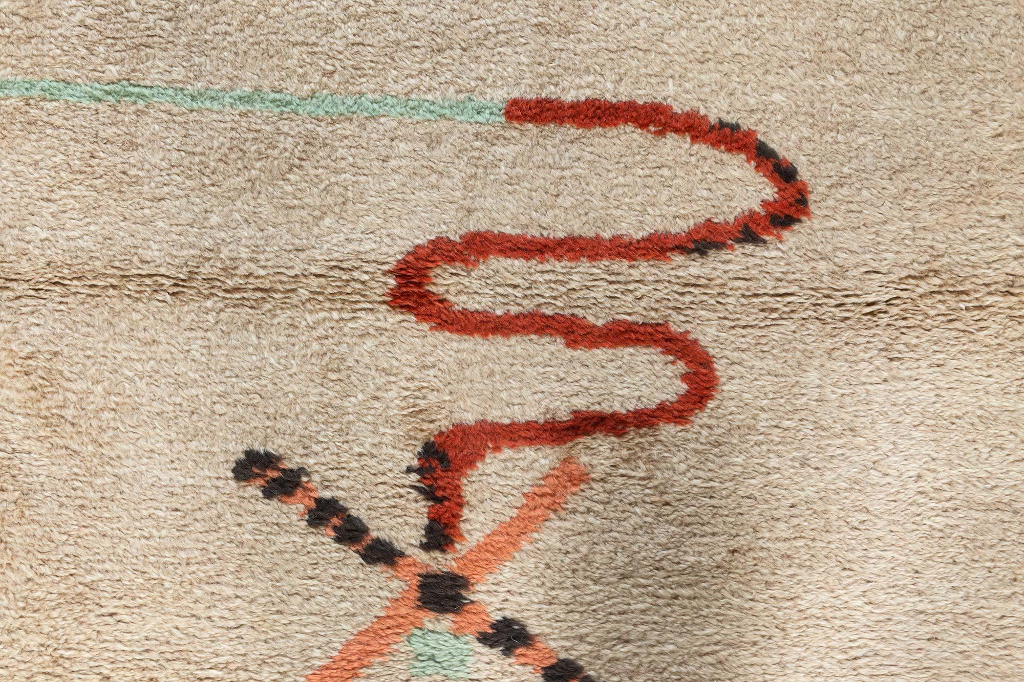 Doris Leslie Blauer französischer handgeknüpfter Art-déco-Teppich aus Wolle (20. Jahrhundert) im Angebot