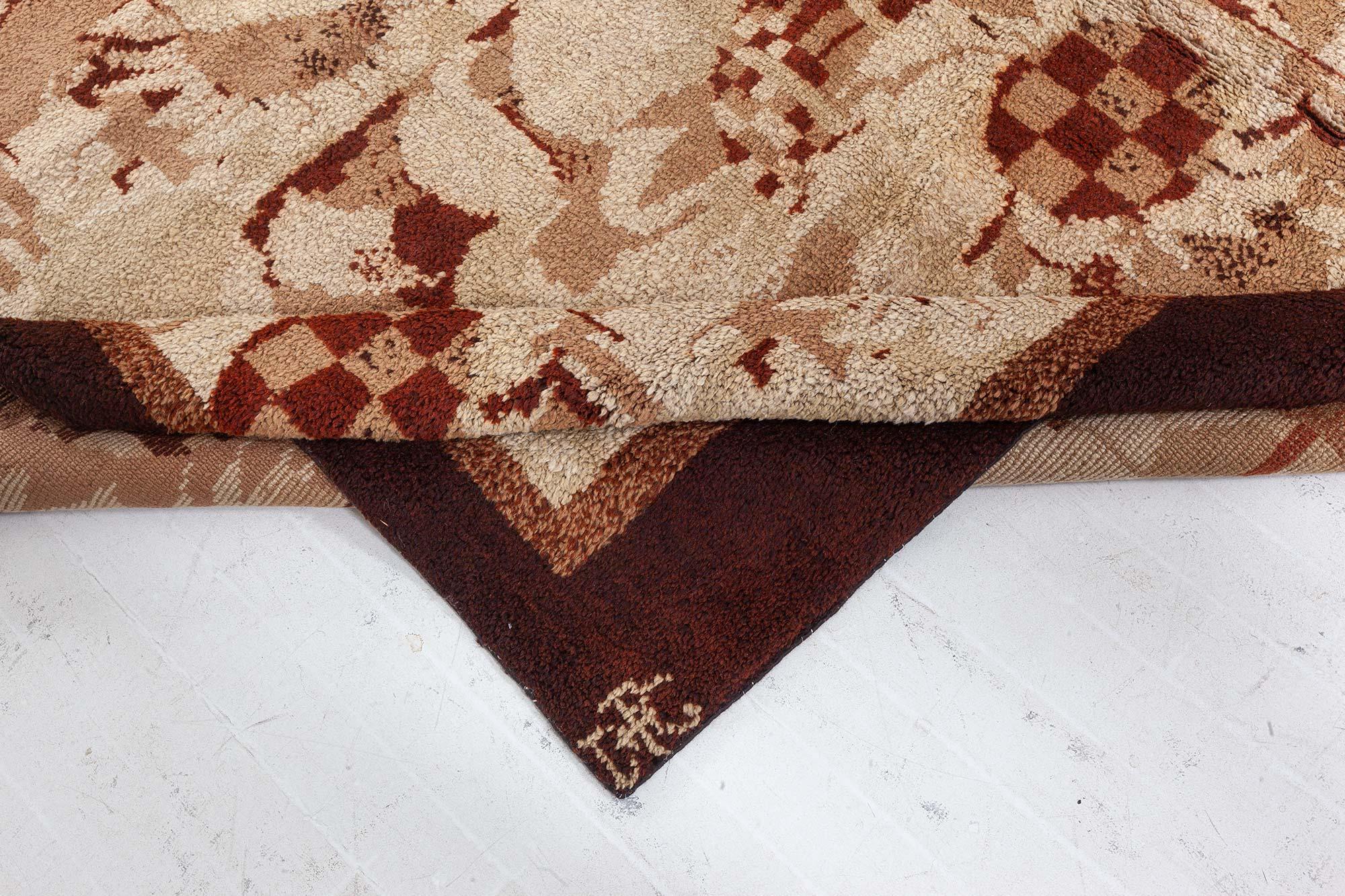 Noué à la main Tapis Art Déco français fait à la main par Noel Hostens en vente