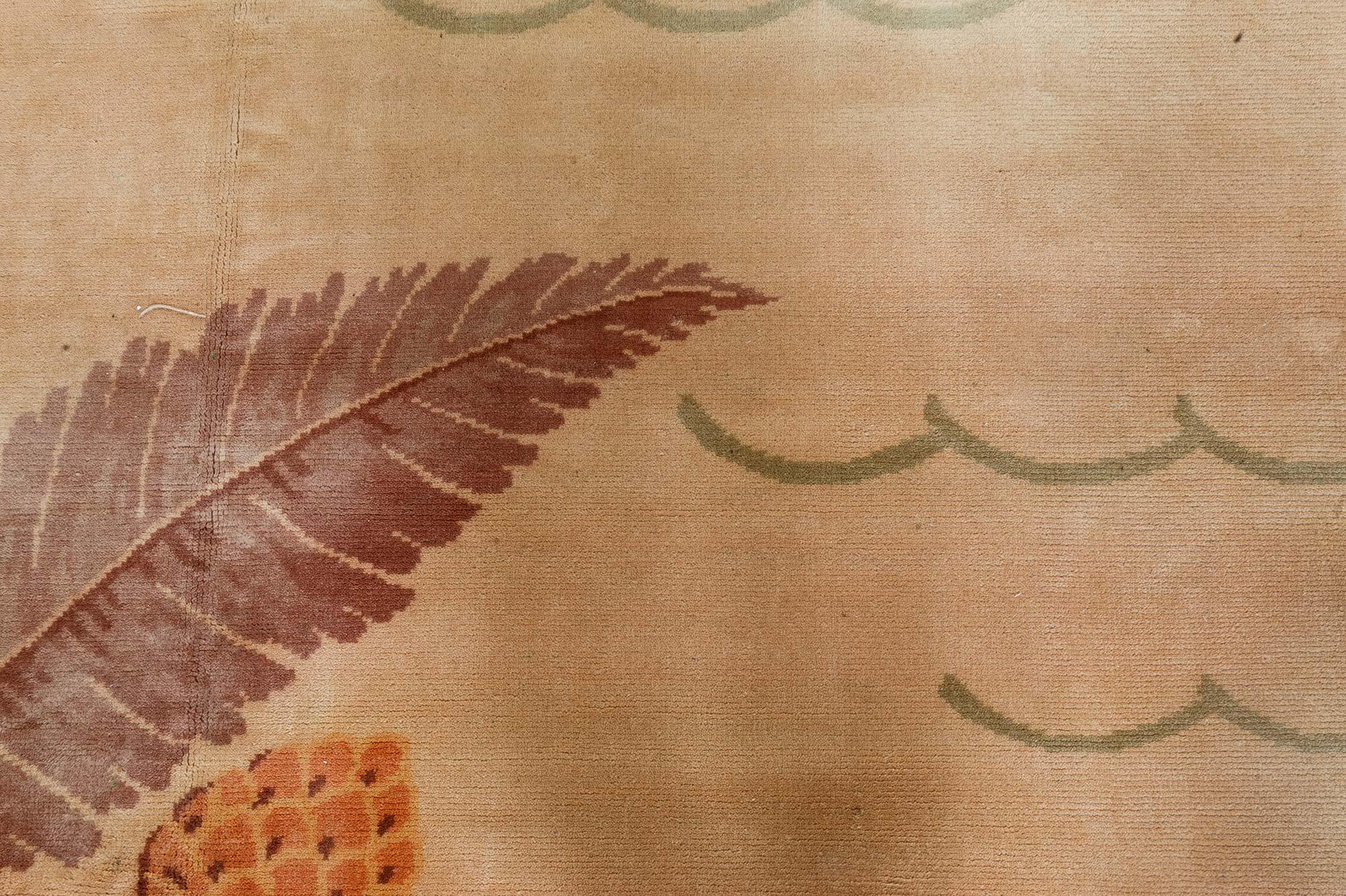 Hand-Knotted Doris Leslie Blau French Art Deco Pine-Cone Handmade Wool Rug For Sale