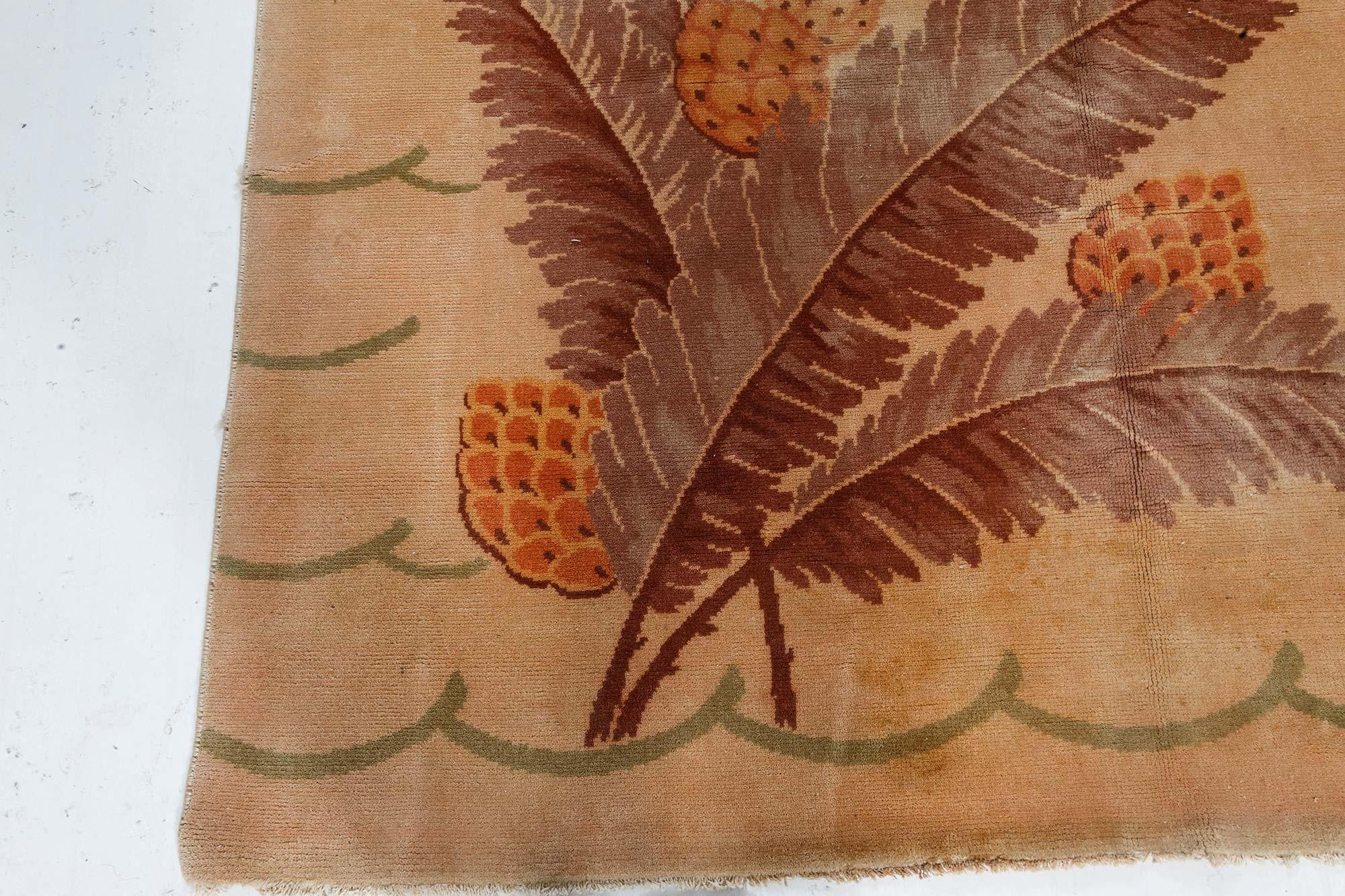 20th Century Doris Leslie Blau French Art Deco Pine-Cone Handmade Wool Rug For Sale