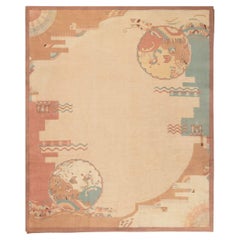 Doris Leslie Blau French Art Deco Vintage Abstract Light Beige Hand-Knotted Rug